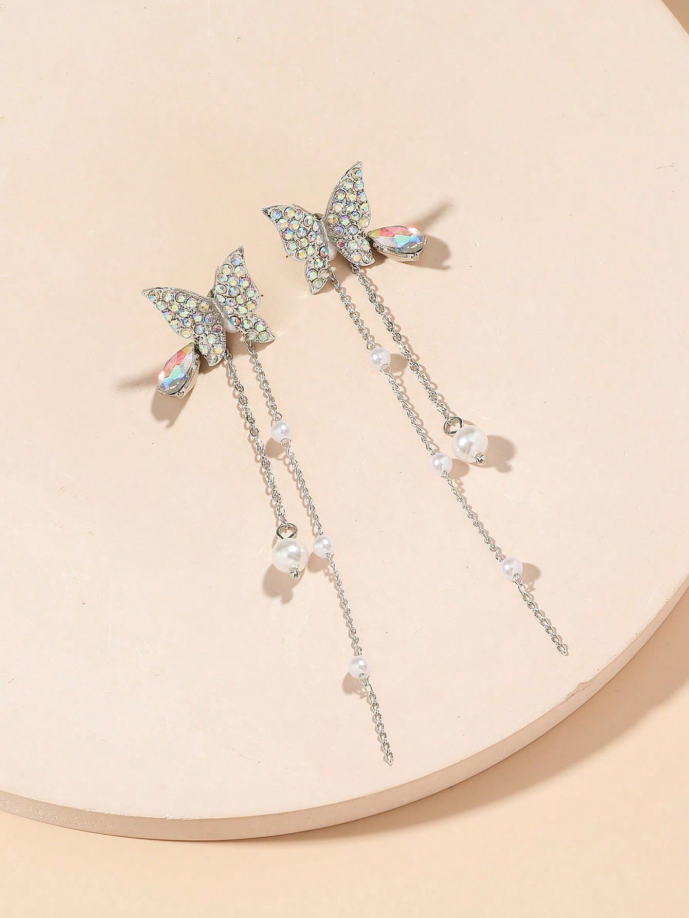 Butterfly Dangle Earrings with Pearls