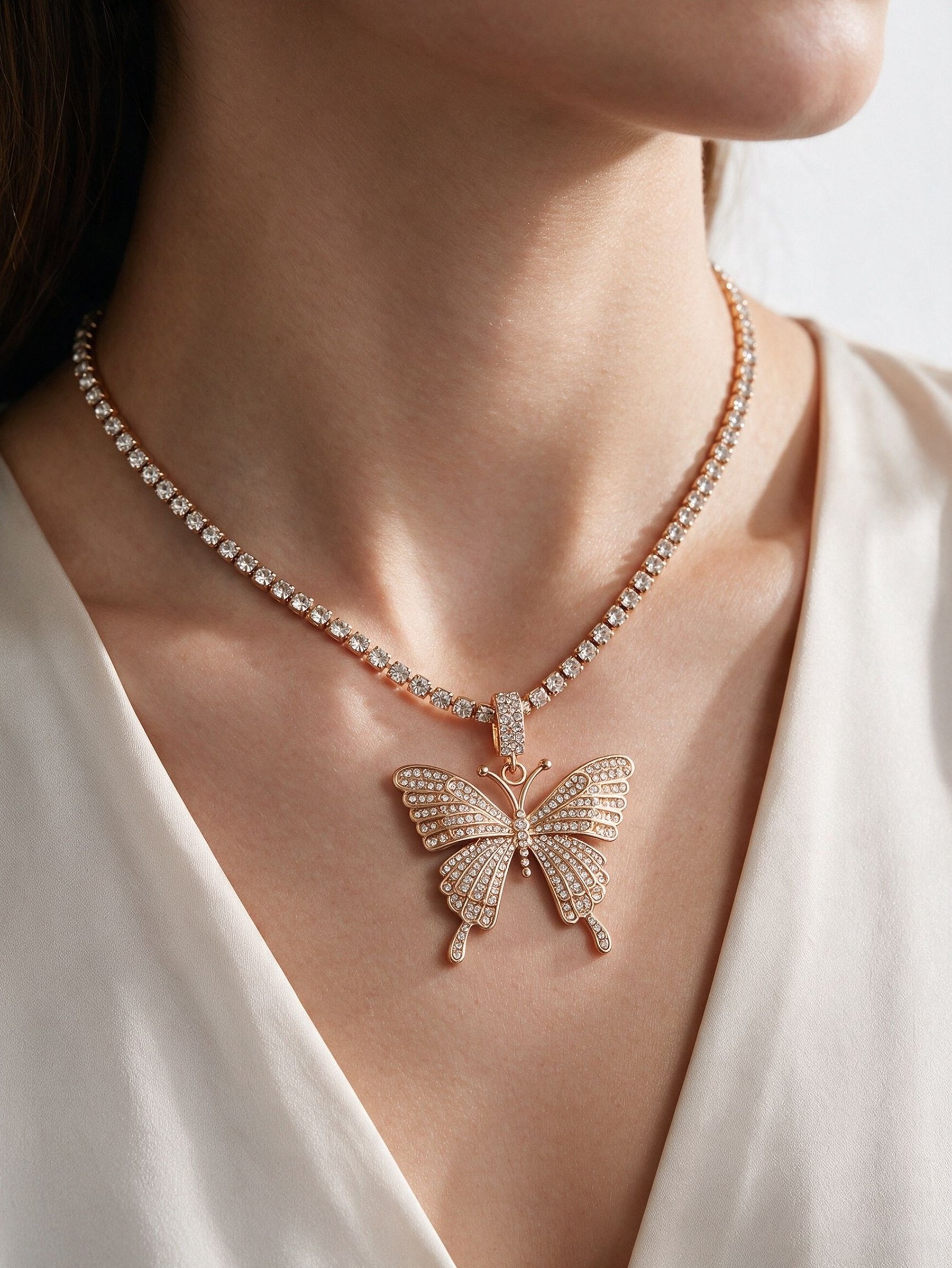 Gold Butterfly Pendant Necklace