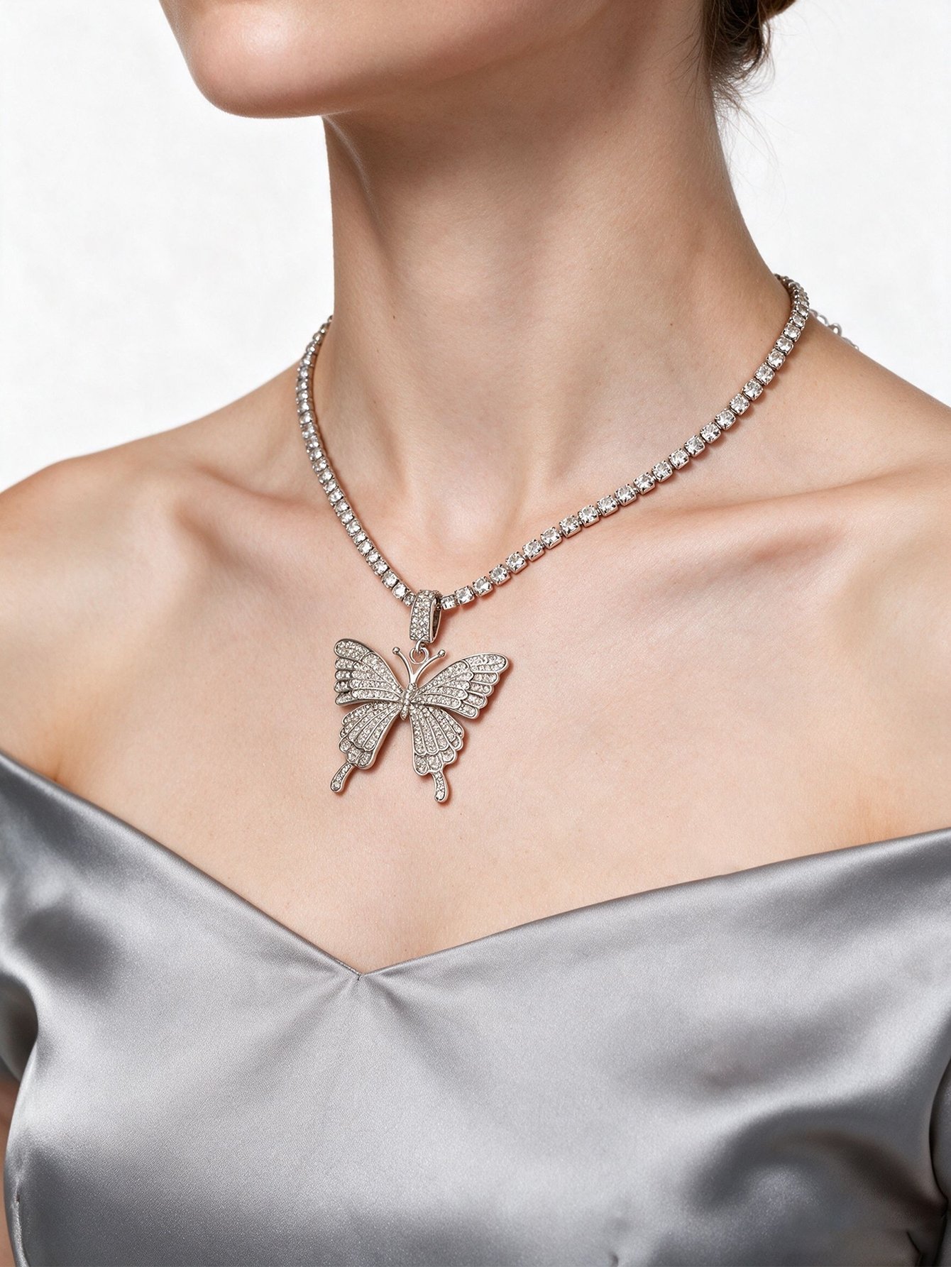 Silver Butterfly Pendant Necklace