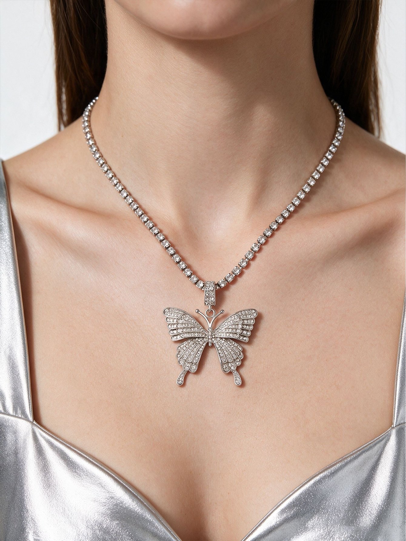 Silver Butterfly Pendant Necklace