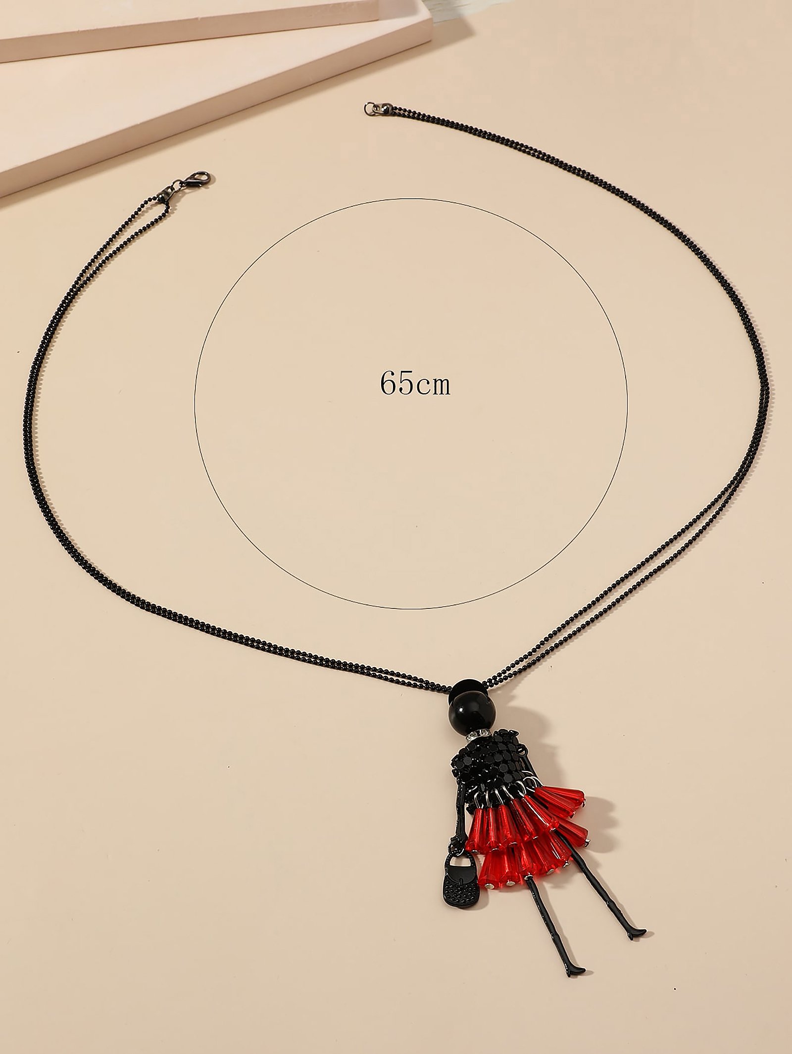 Black Doll Pendant Necklace
