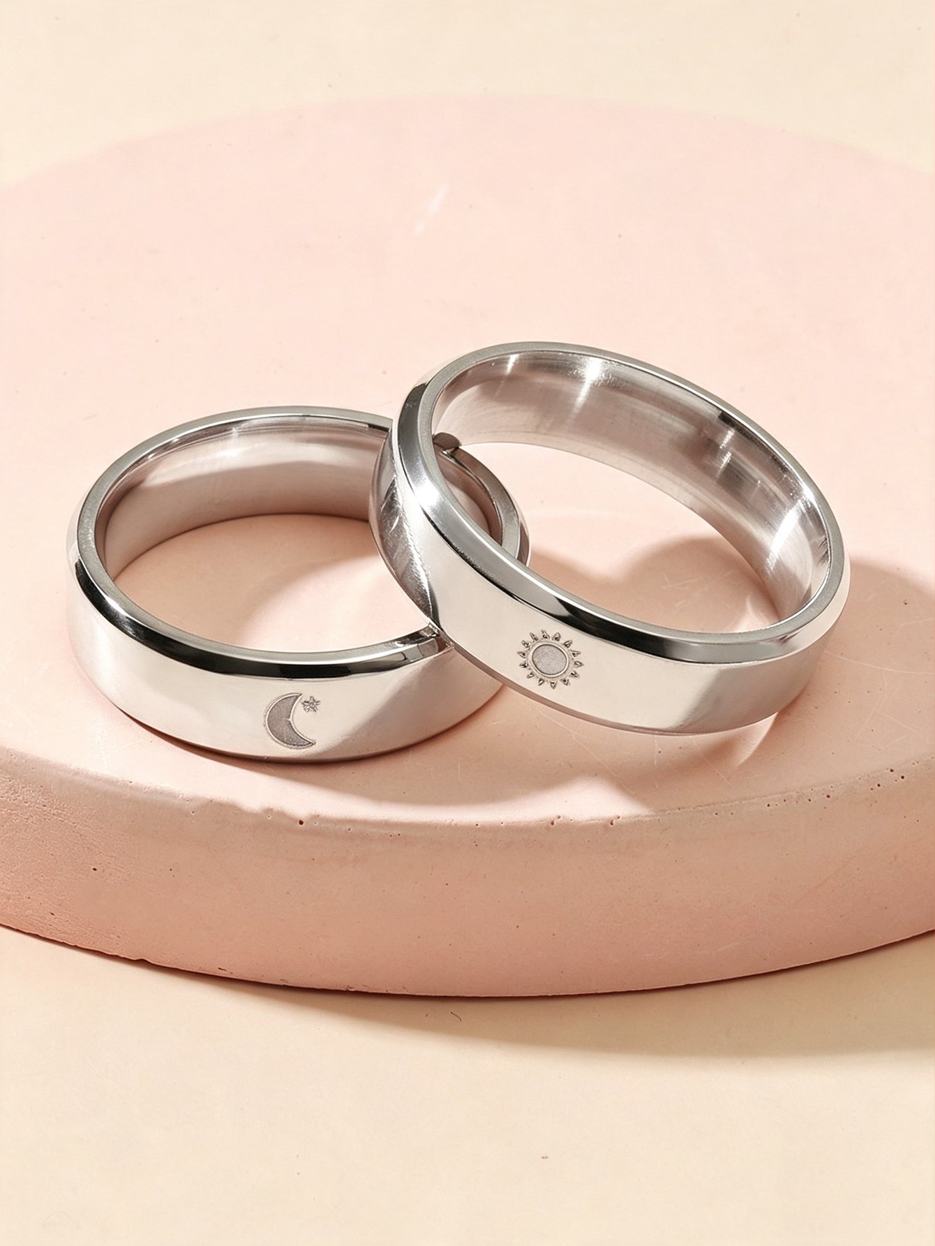 Silver Sun and Moon Ring