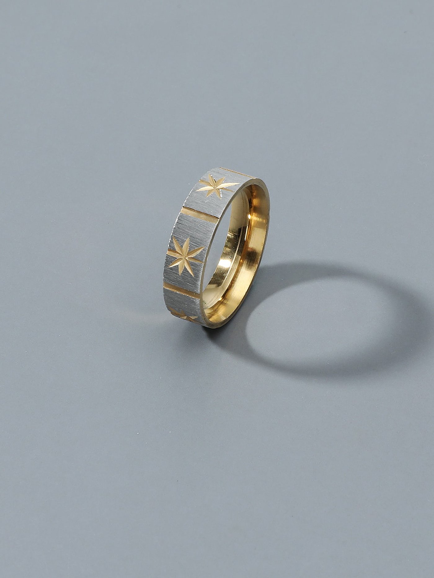 Gold and Silver Compass Star Ring