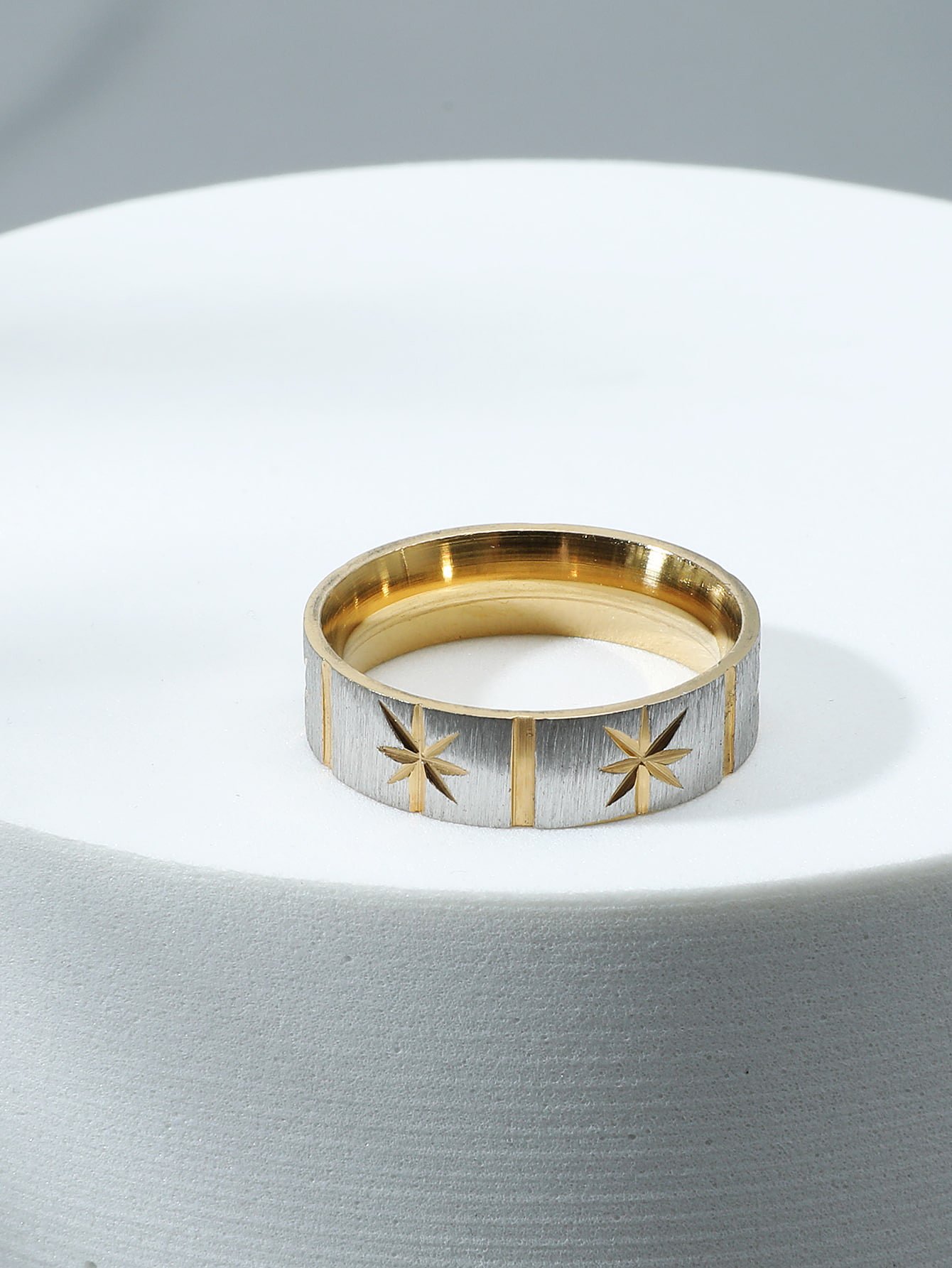 Gold and Silver Compass Star Ring