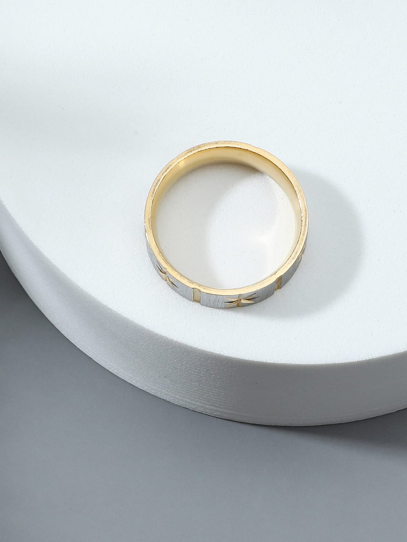 Gold and Silver Compass Star Ring