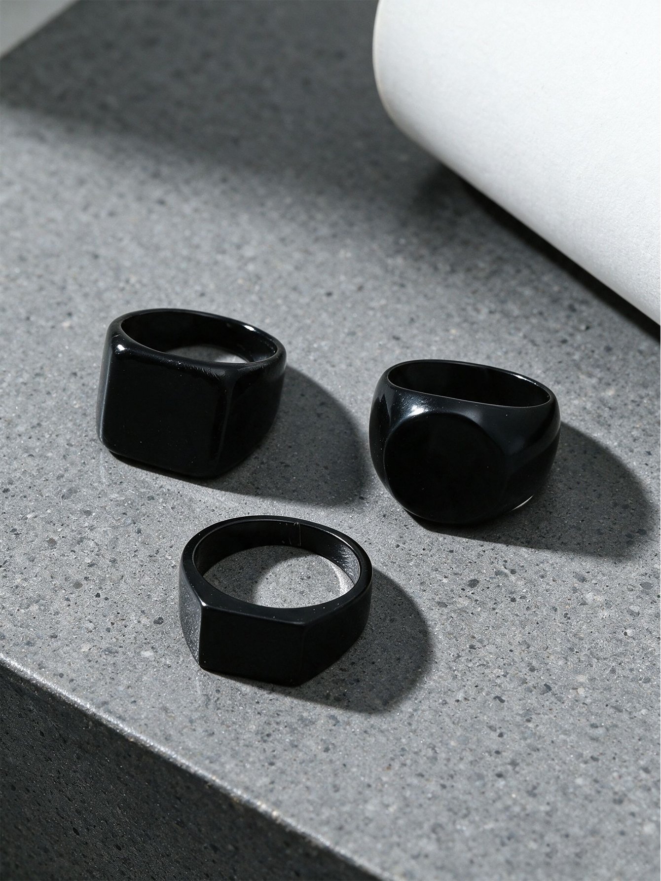  Black Resin Rings Set