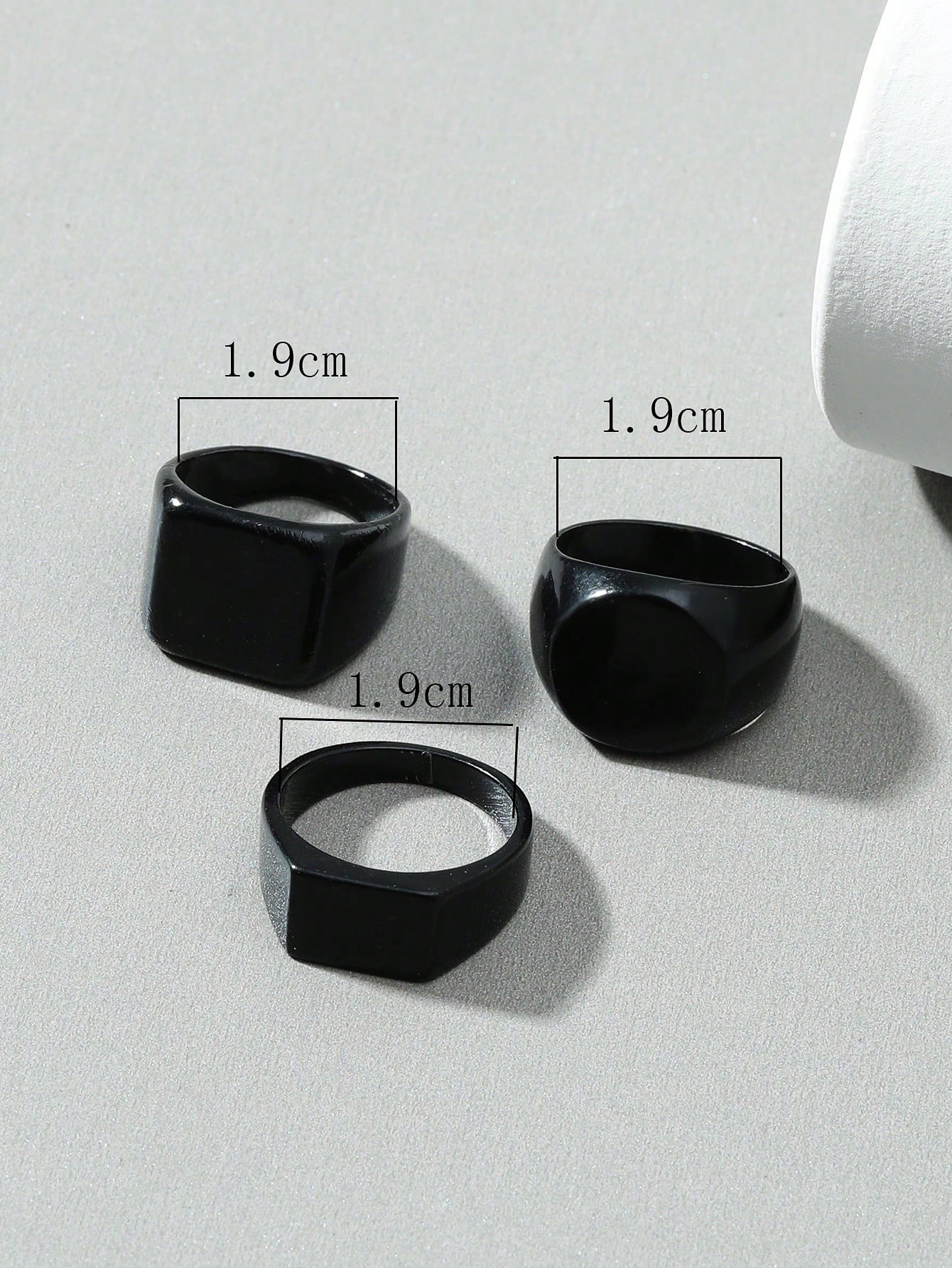  Black Resin Rings Set