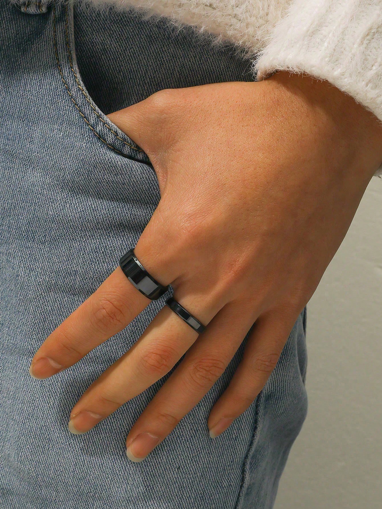  Black Two-Piece Ring Set