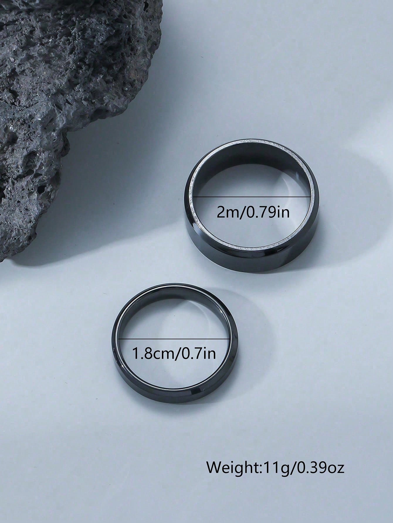  Black Two-Piece Ring Set