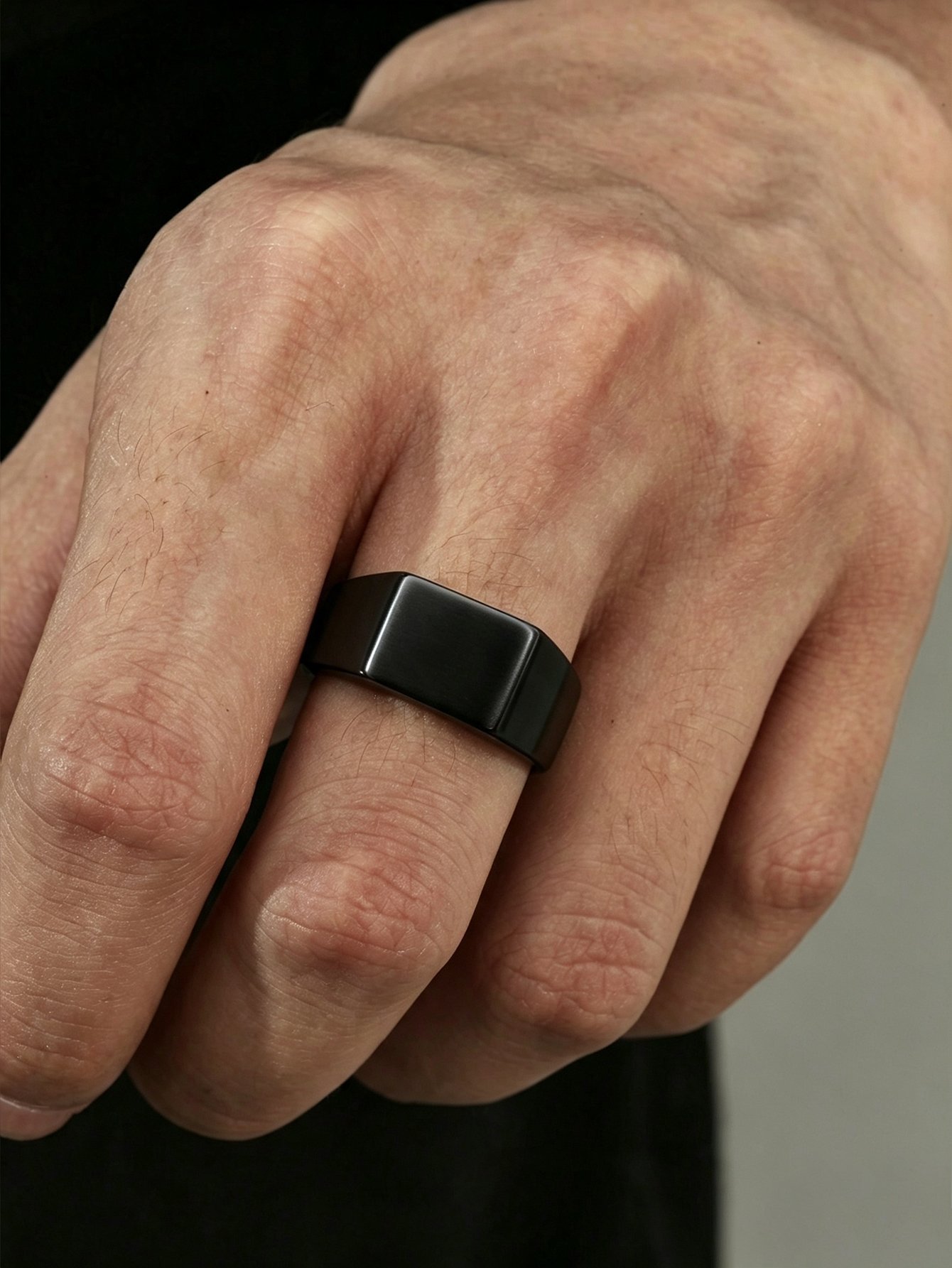 Sleek Black Minimalist Ring
