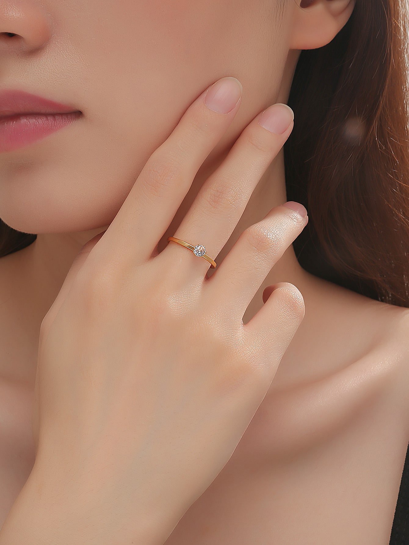 Gold Solitaire Embellished Ring