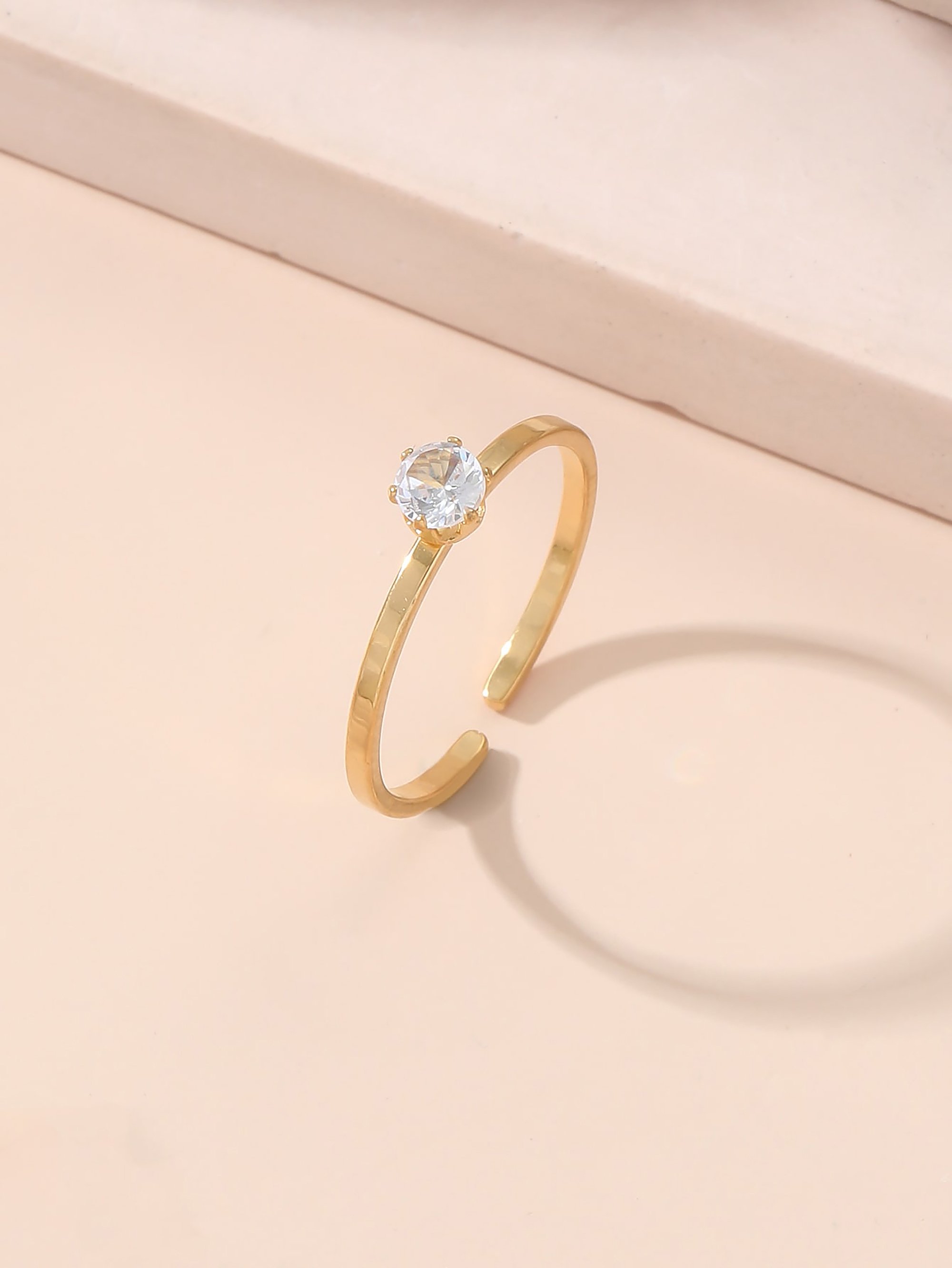 Gold Solitaire Embellished Ring
