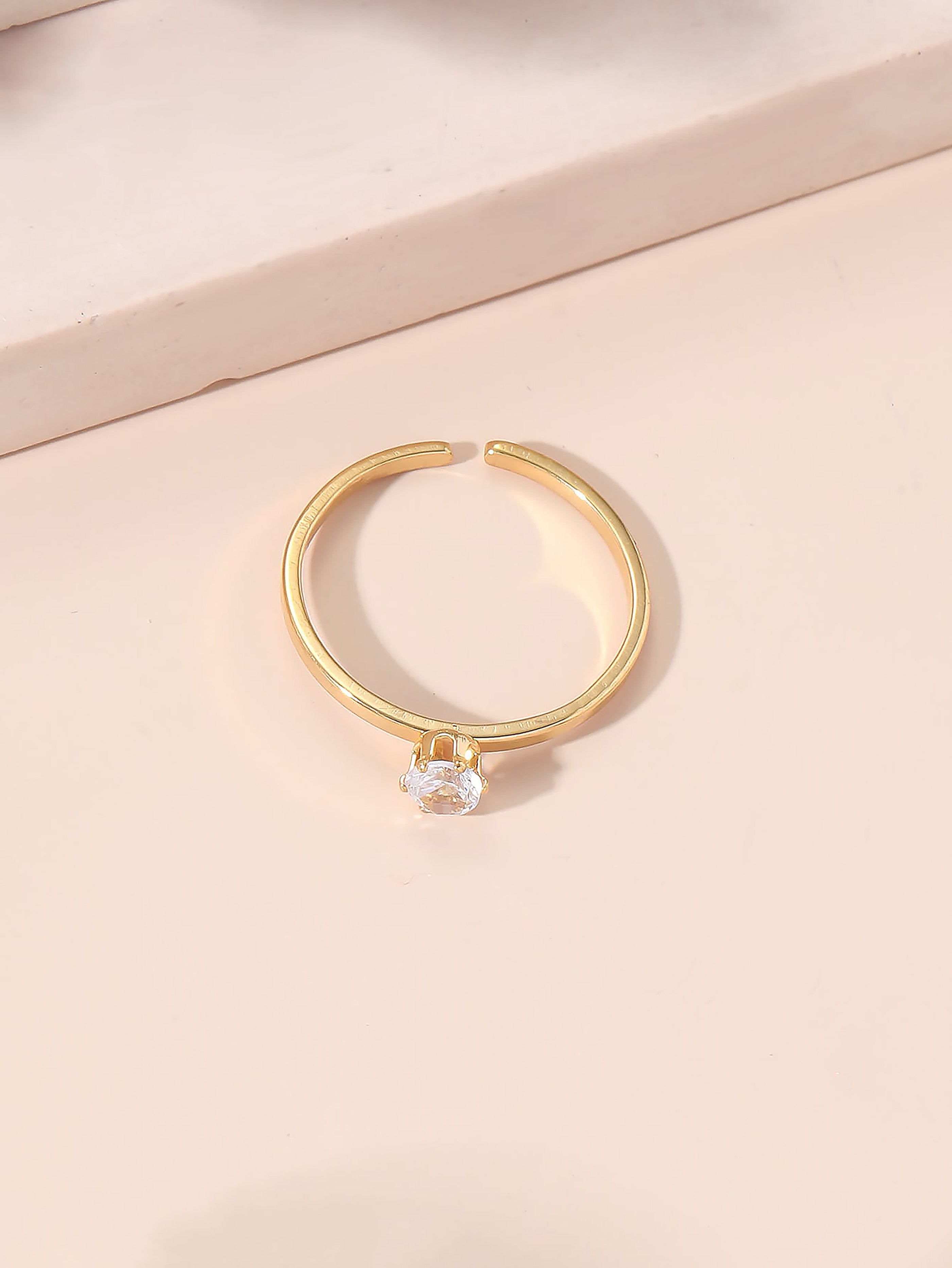 Gold Solitaire Embellished Ring