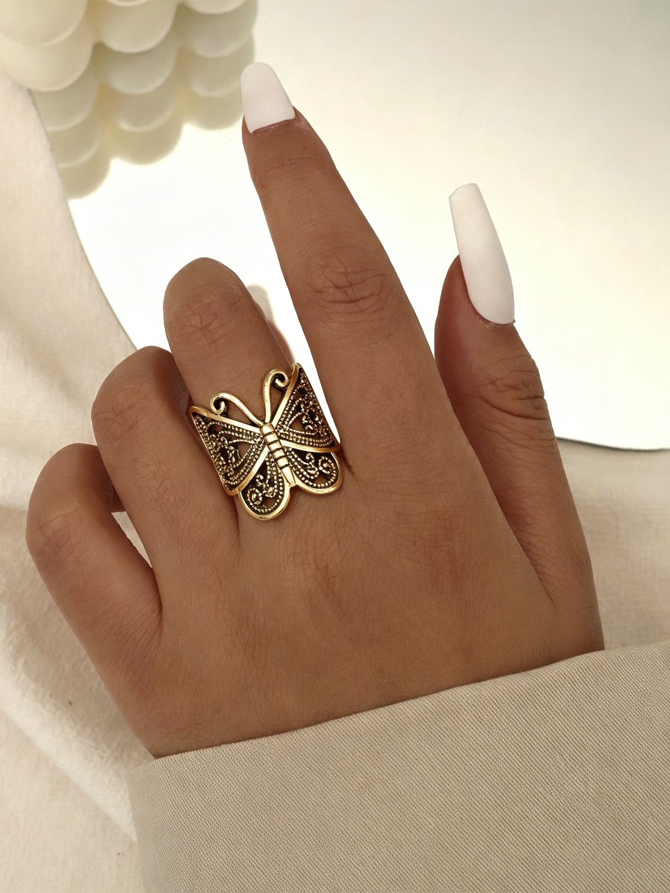 Gold Filigree Butterfly Ring