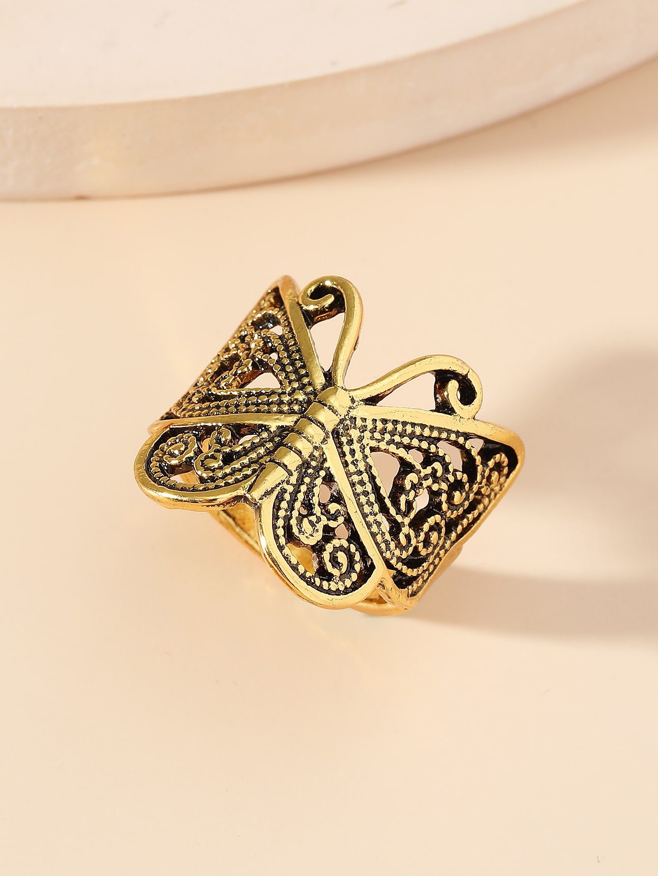 Gold Filigree Butterfly Ring
