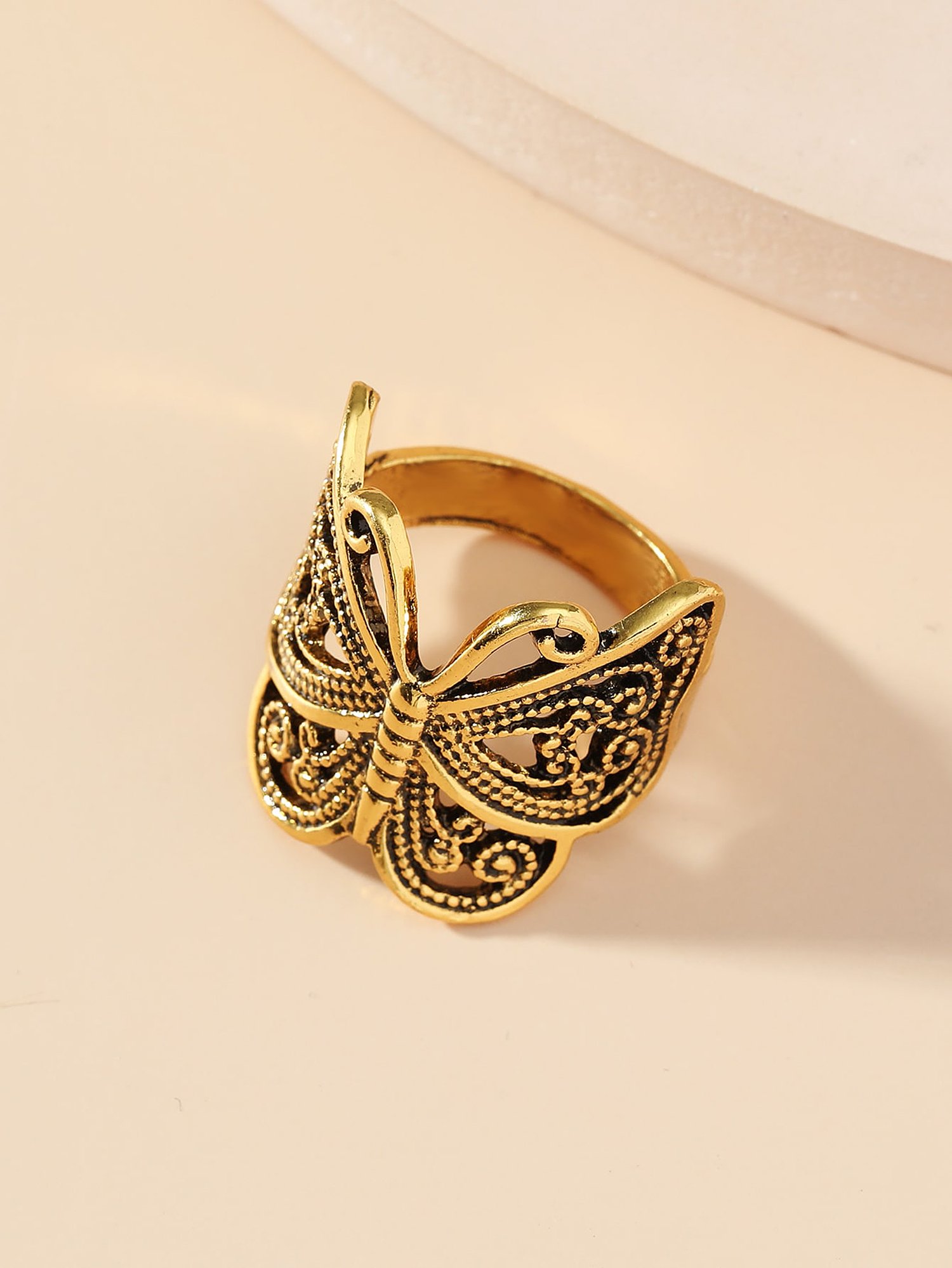 Gold Filigree Butterfly Ring