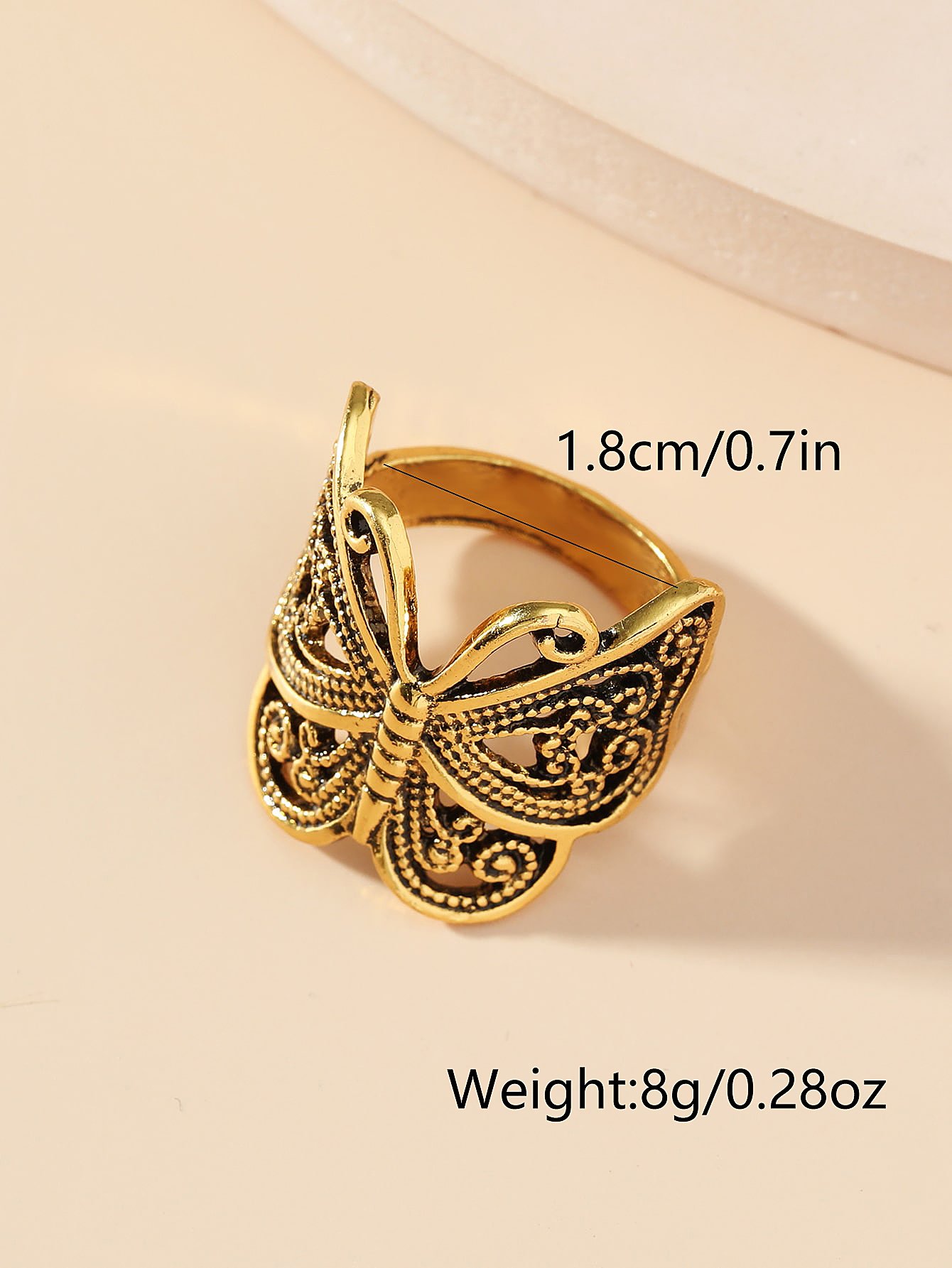 Gold Filigree Butterfly Ring