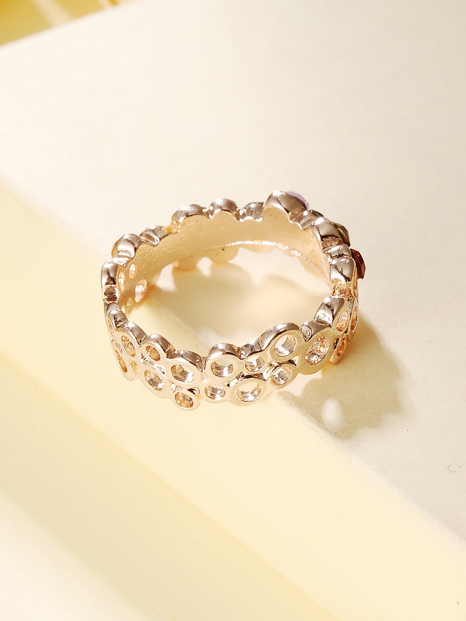 Rose Gold Multicolored Gemstone Band Ring