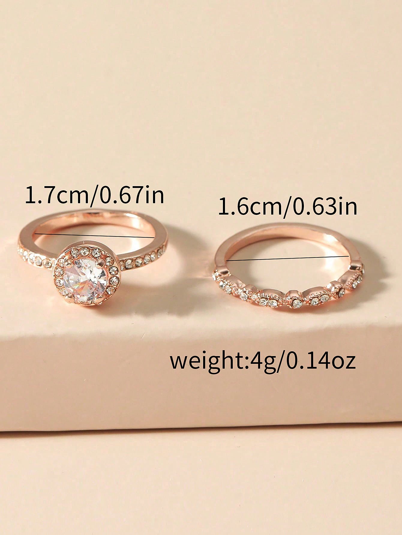 Rose Gold Plated Ring Set with Zirconia Stones