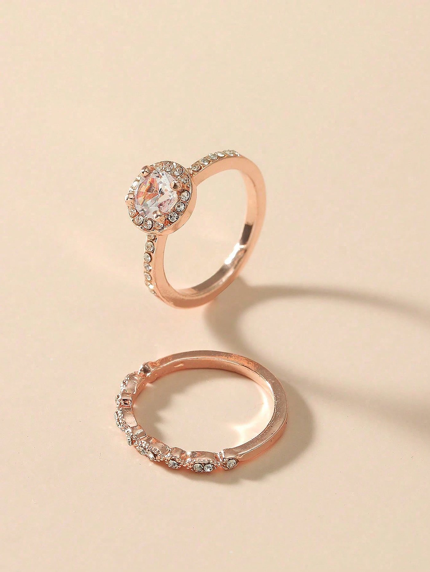Rose Gold Plated Ring Set with Zirconia Stones