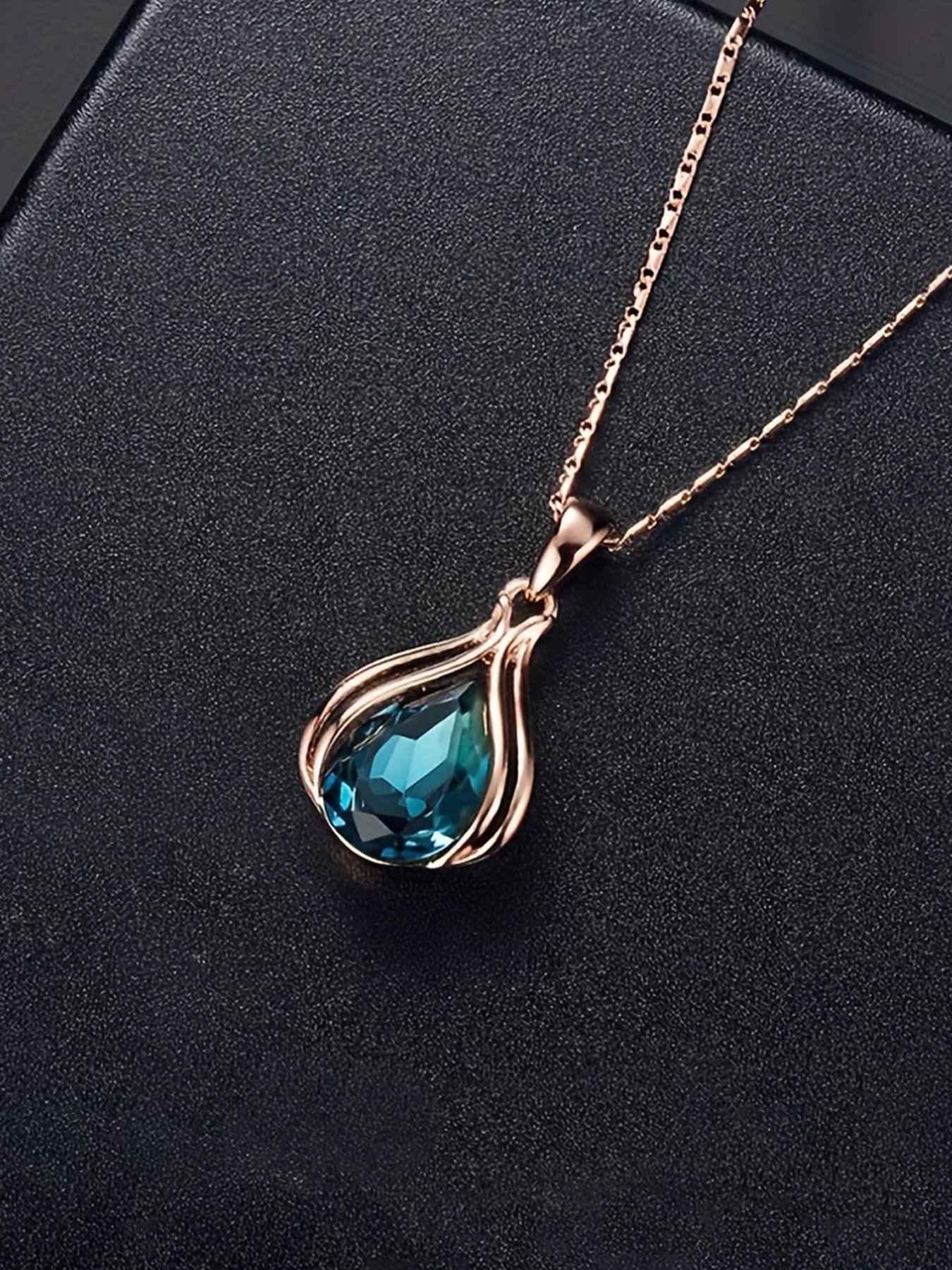 Copper Teardrop Gemstone Necklace and Earrings Set