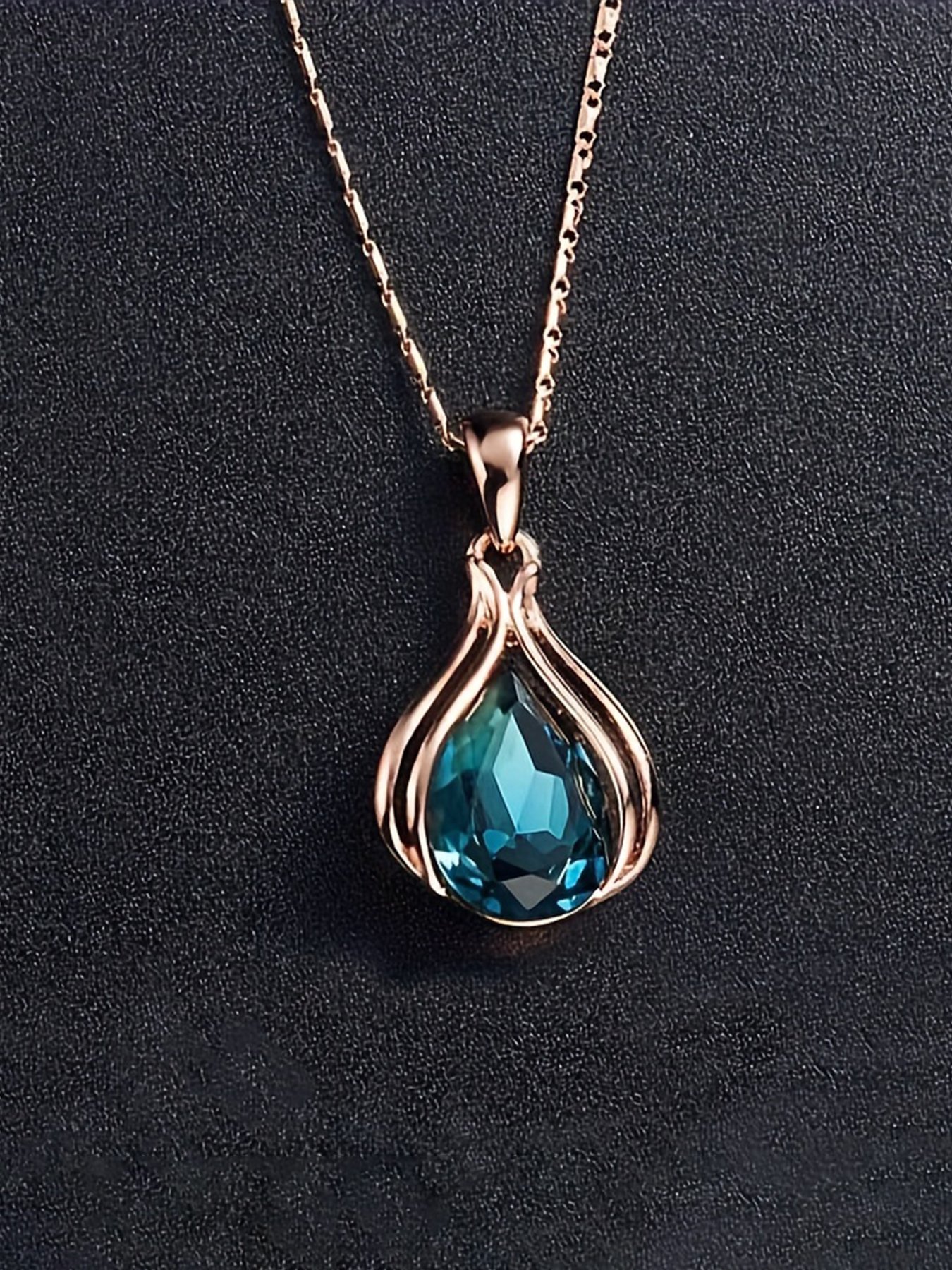 Copper Teardrop Gemstone Necklace and Earrings Set