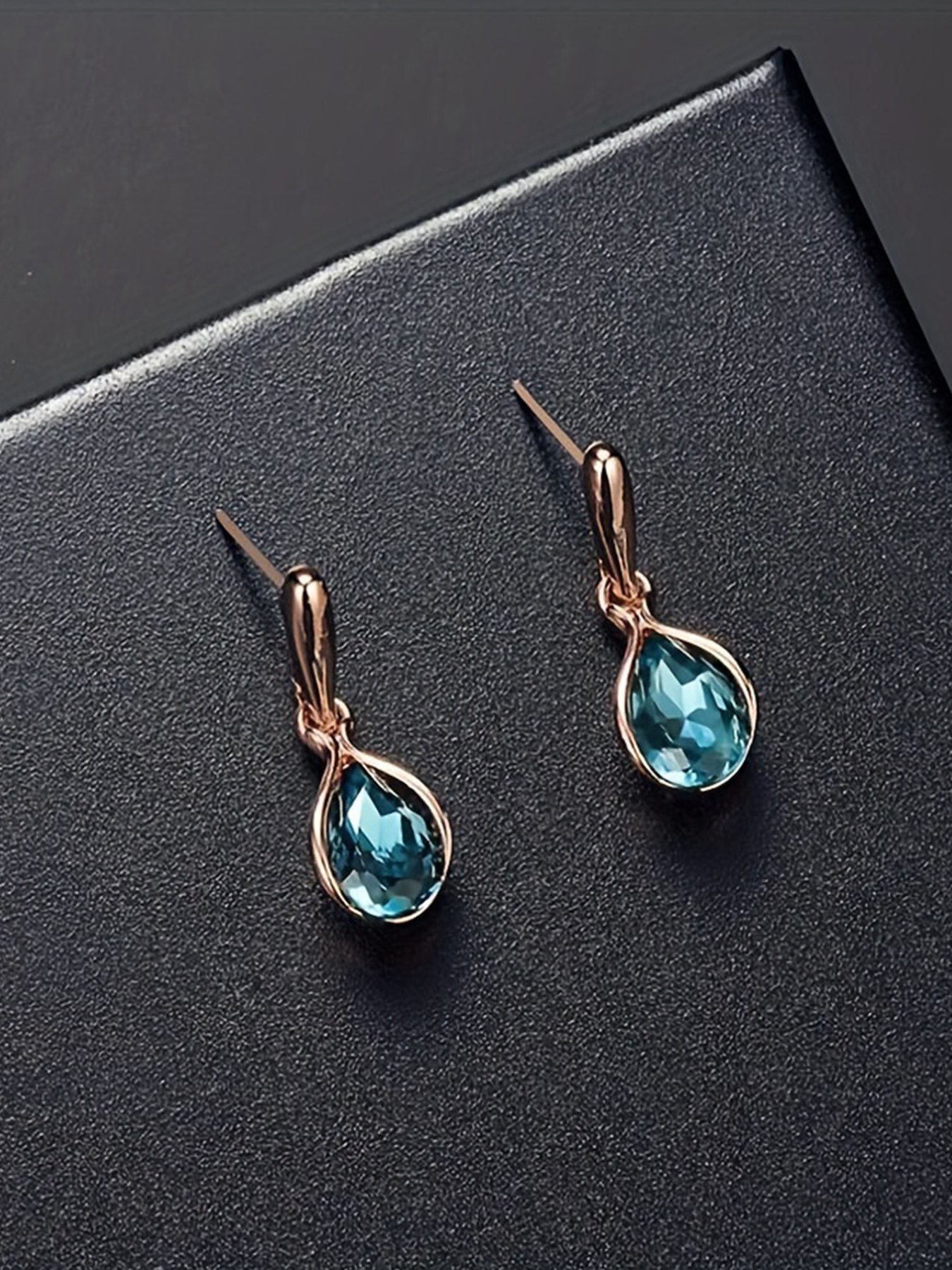 Copper Teardrop Gemstone Necklace and Earrings Set