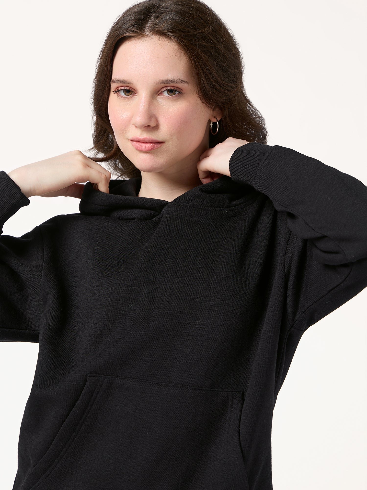 Black Back Bold Graphic Fleece Hoodie