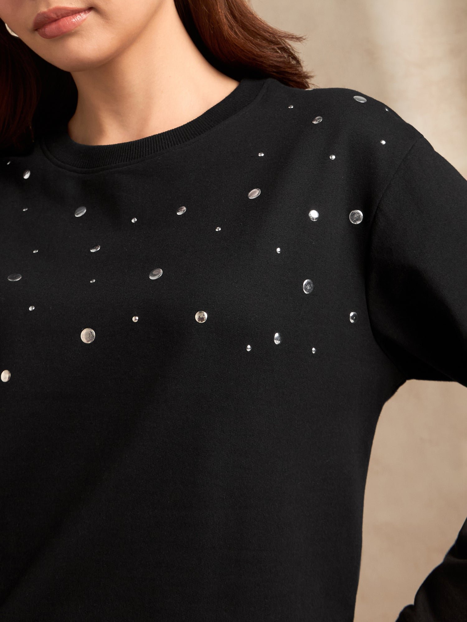 Black Metal Studded Sweatshirt