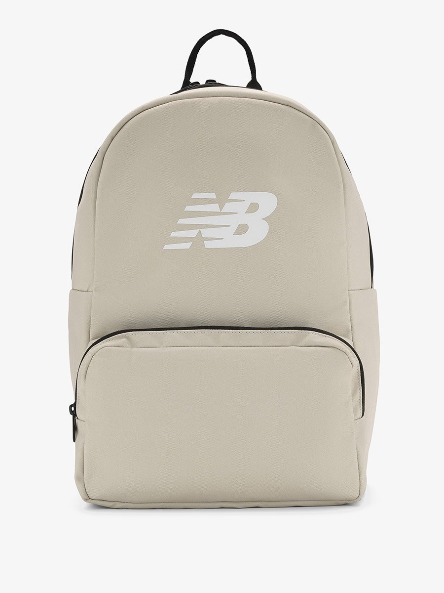 Beige Logo Backpack with Zip Closure