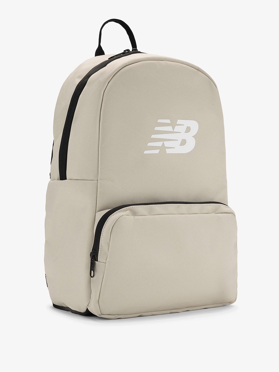 Beige Logo Backpack with Zip Closure