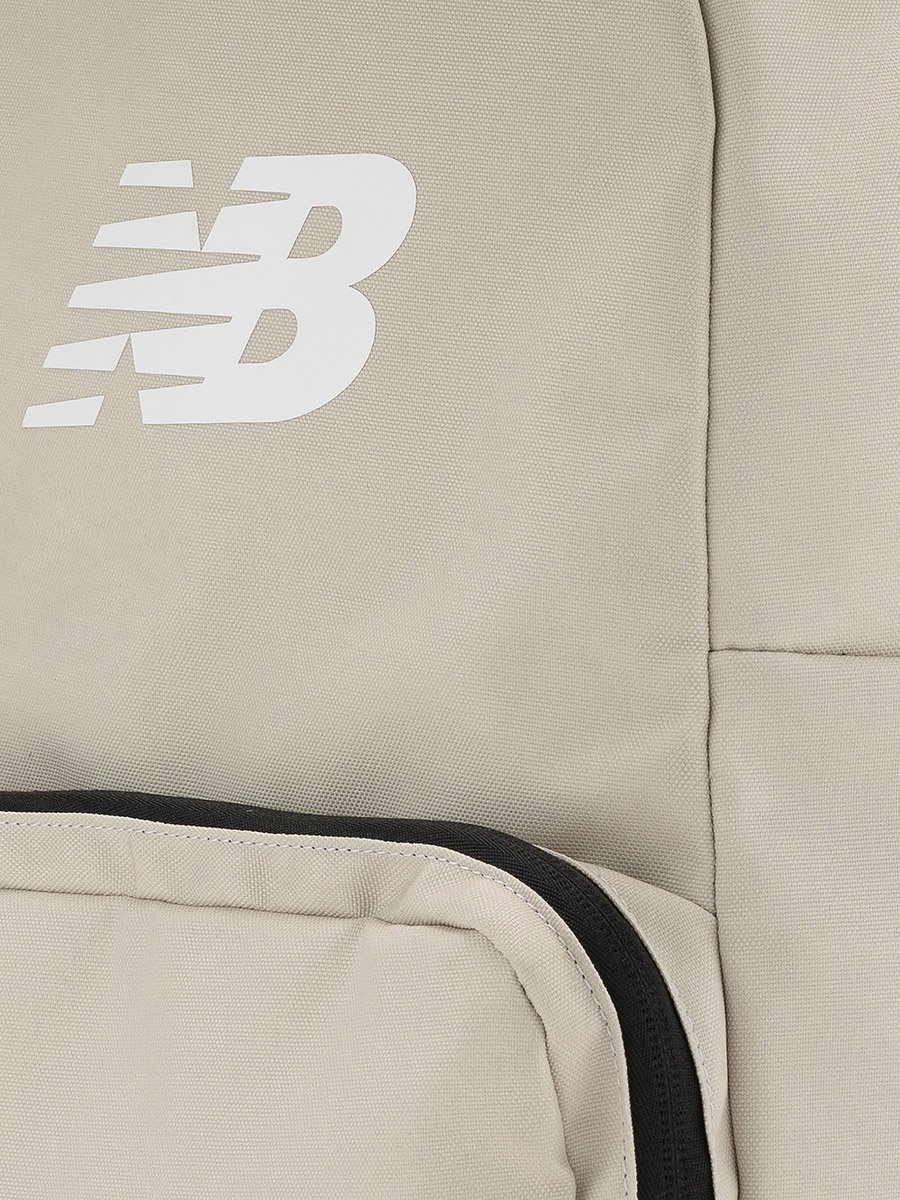 Beige Logo Backpack with Zip Closure