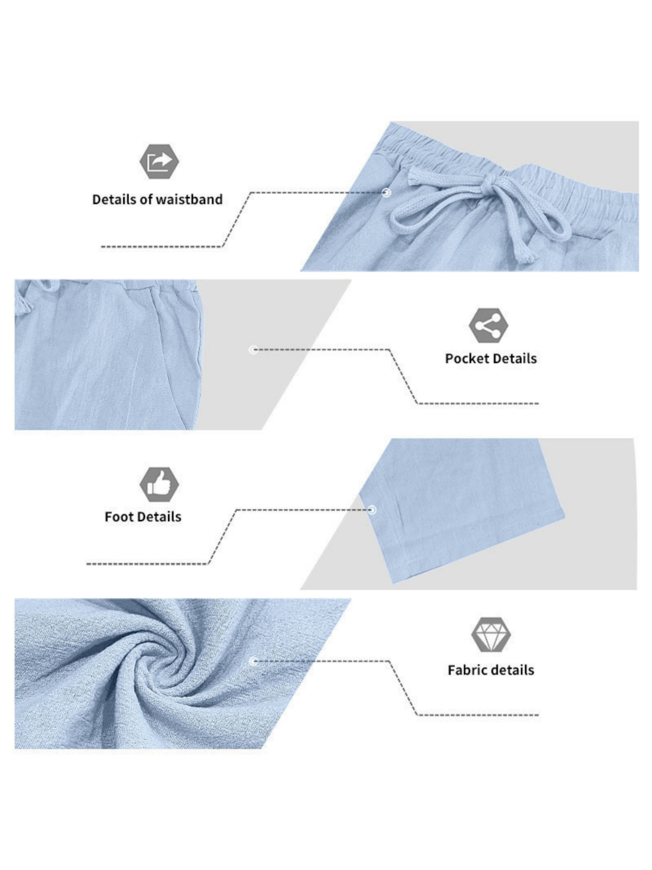 Men Light Blue Linen Hooded Shirt and Trousers Set