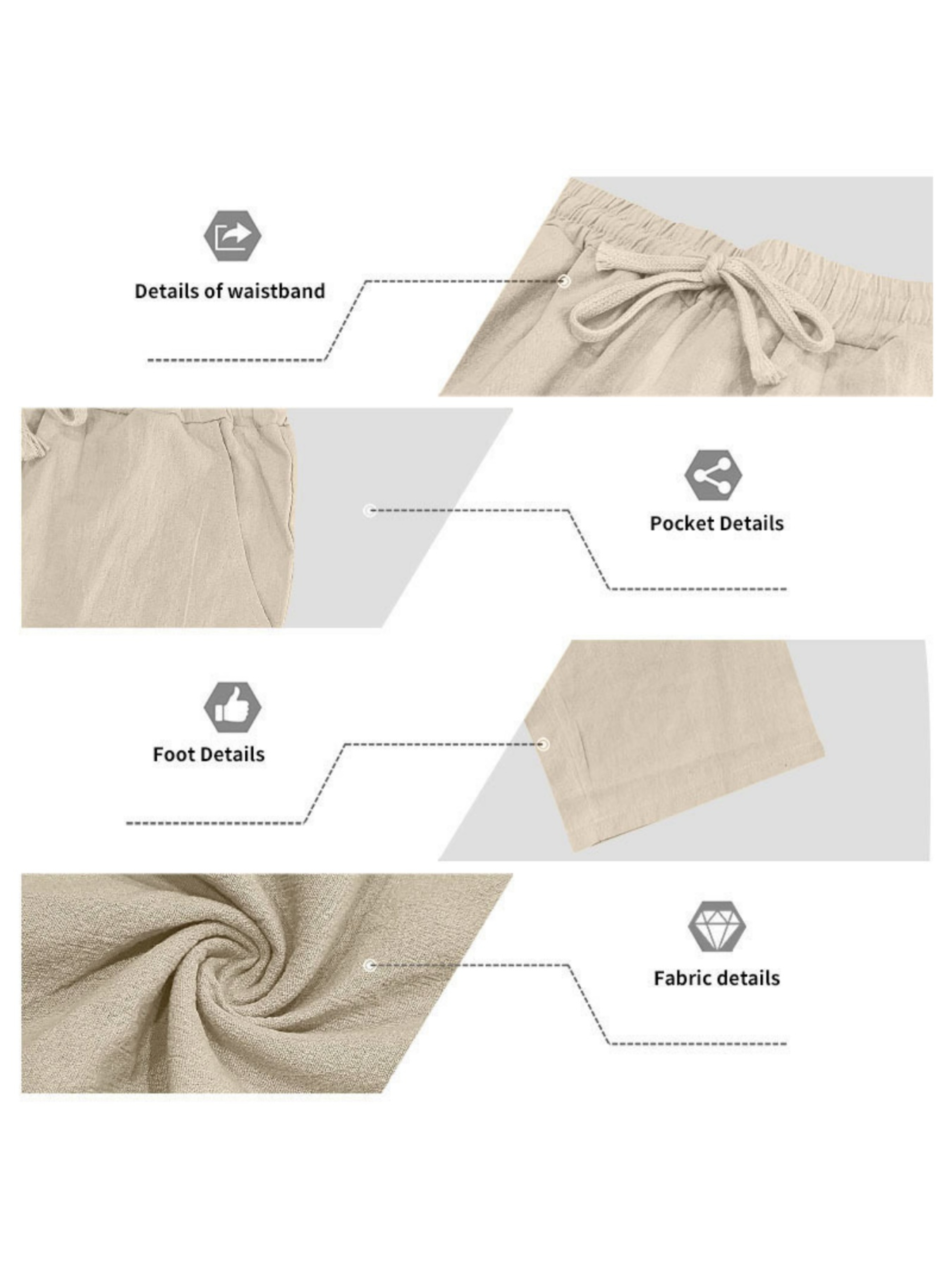 Men Beige Linen Hooded Shirt and Trousers Set