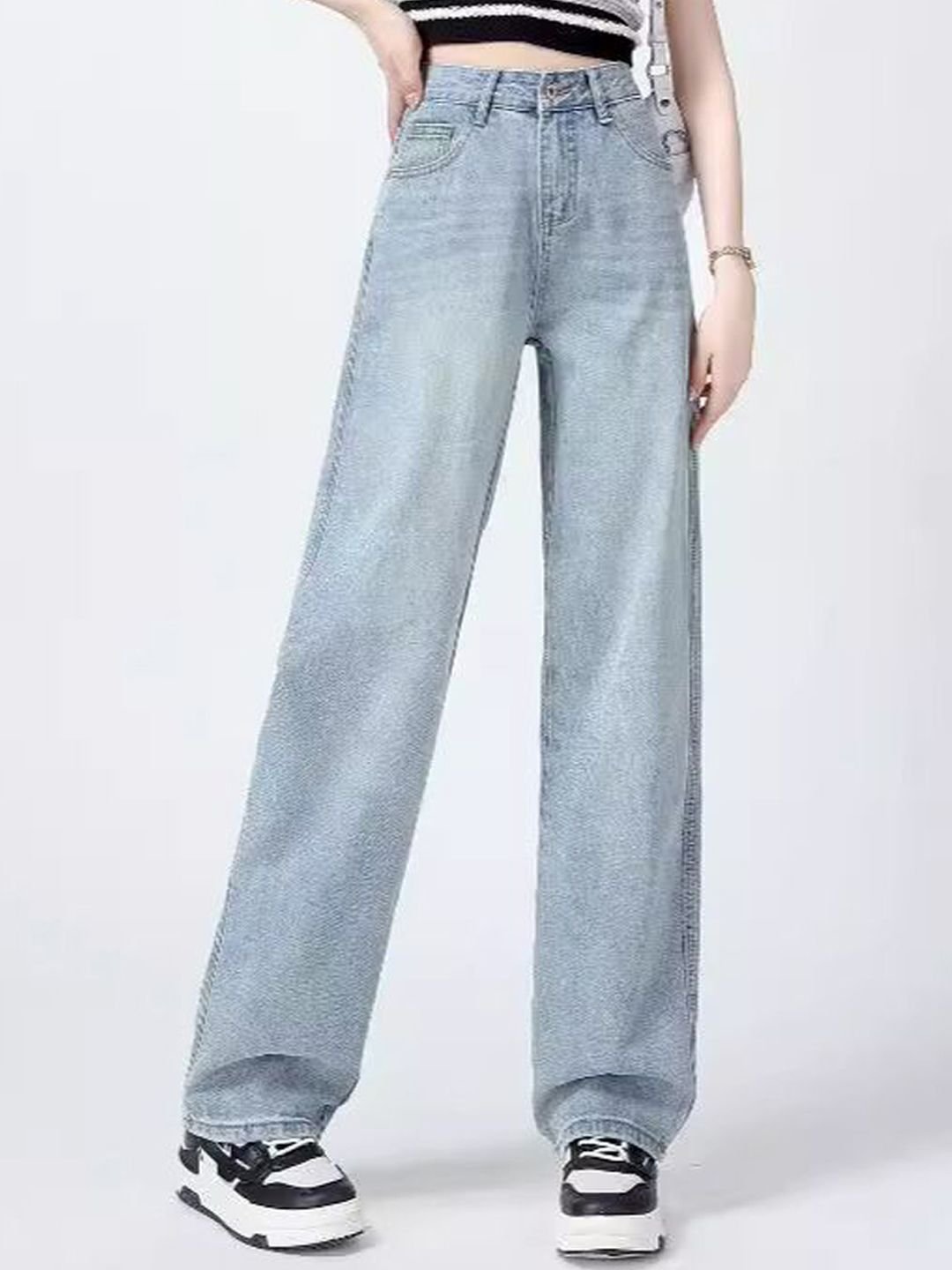 Light Blue High-Rise Straight Leg Jeans