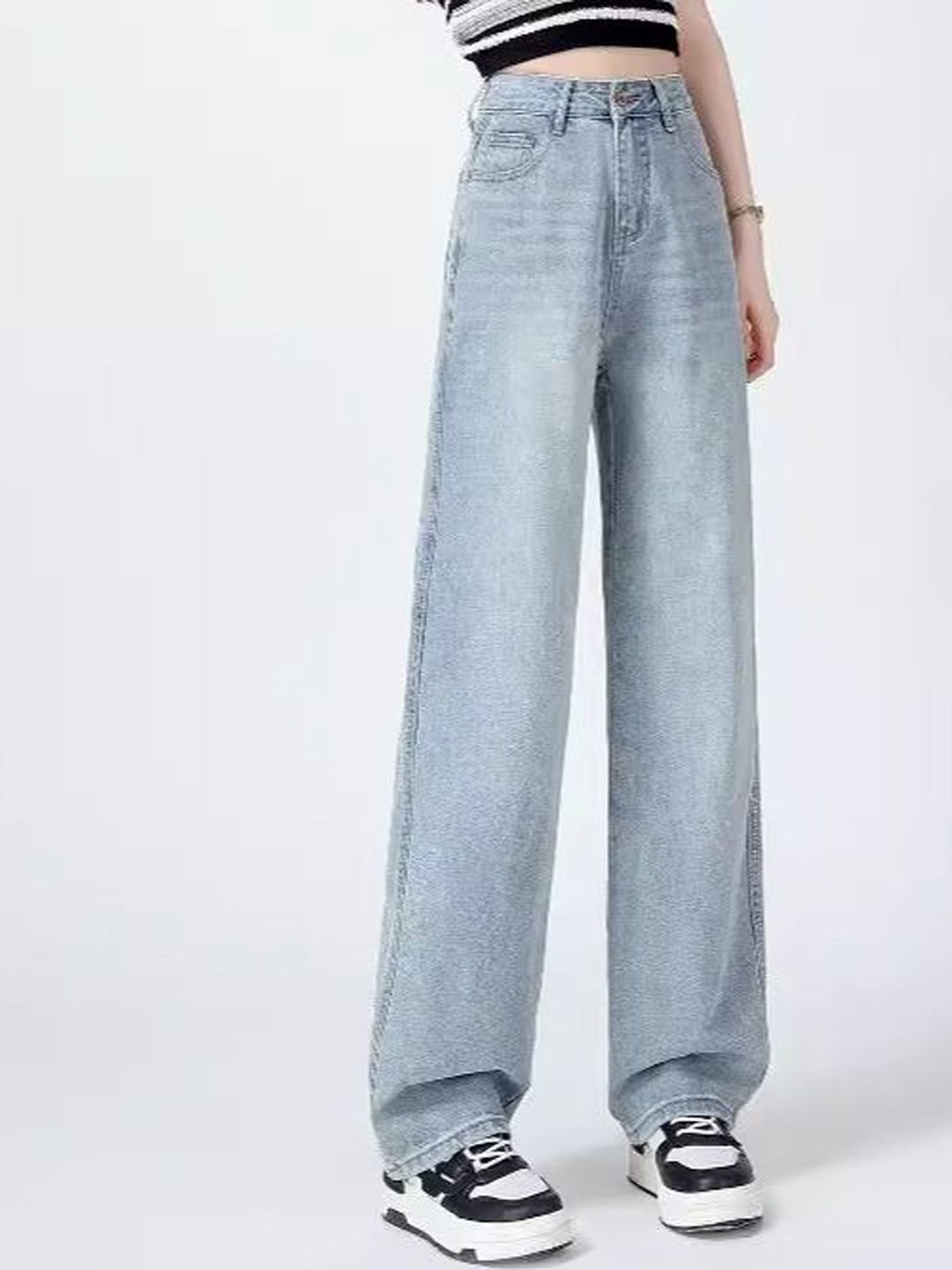 Light Blue High-Rise Straight Leg Jeans