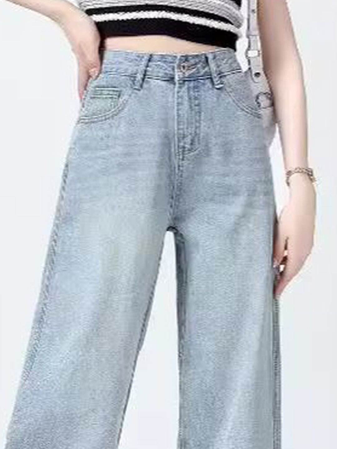 Light Blue High-Rise Straight Leg Jeans