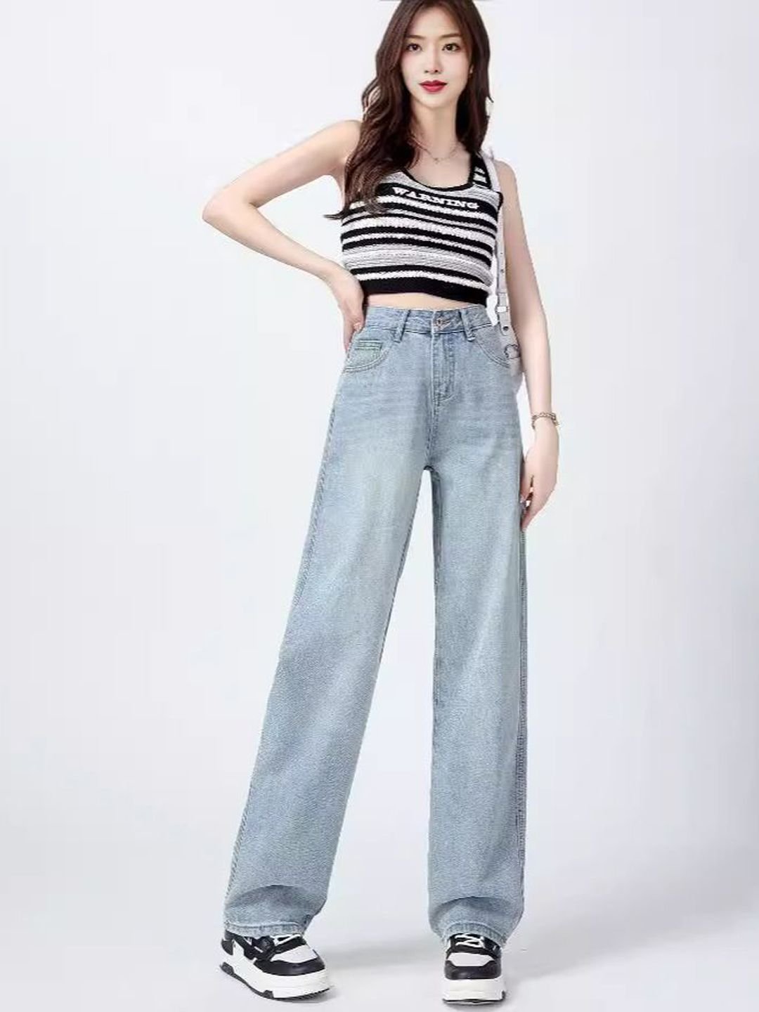 Light Blue High-Rise Straight Leg Jeans