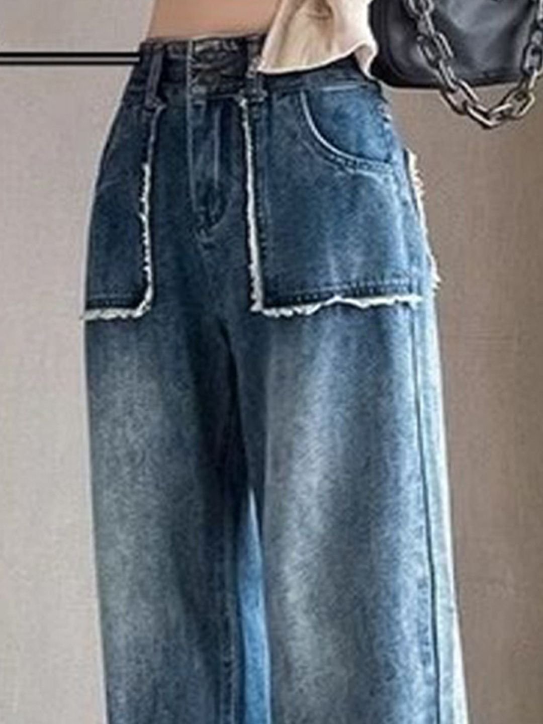 Blue High-Rise Straight-Fit Jeans
