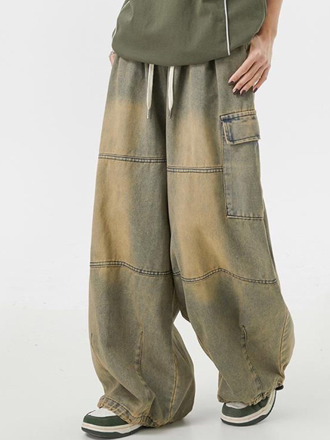 Blue Mid-Rise Wide Leg Denim Jeans