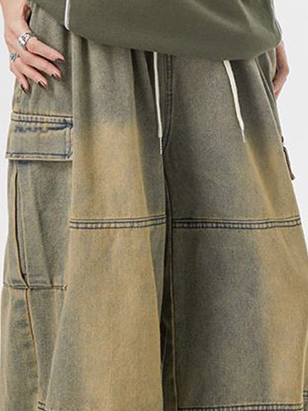 Blue Mid-Rise Wide Leg Denim Jeans