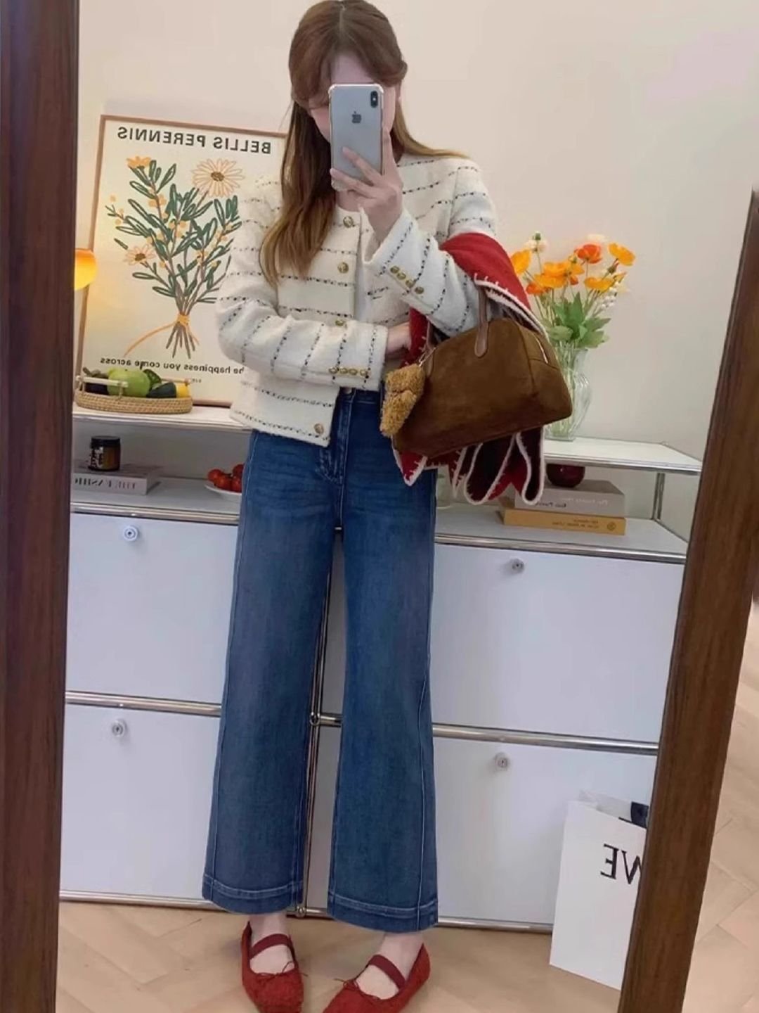 Blue High-Rise Wide Leg Denim Jeans