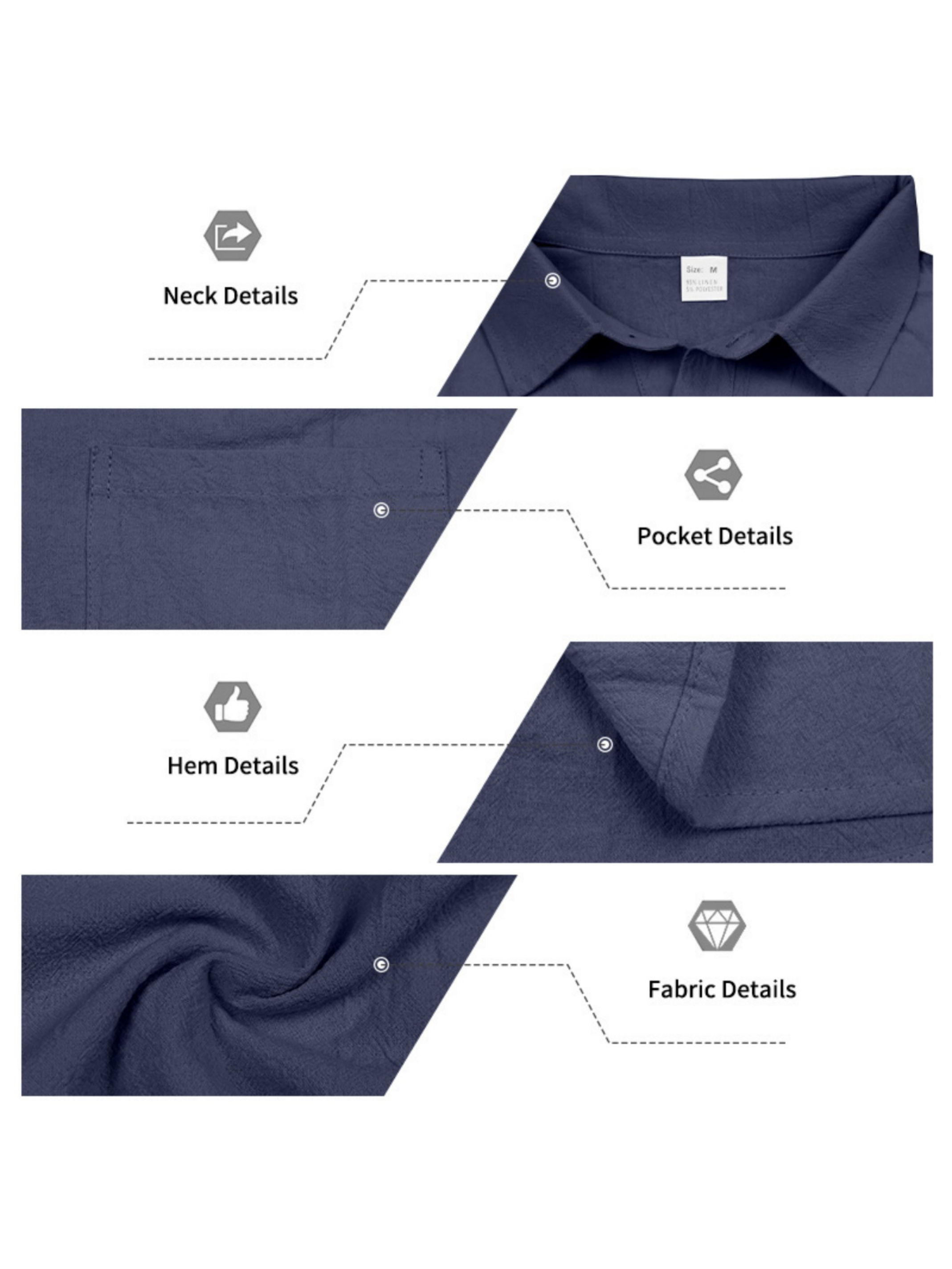 Men Navy Blue Linen Sleeveless Shirt and Trousers Co-Ord Set