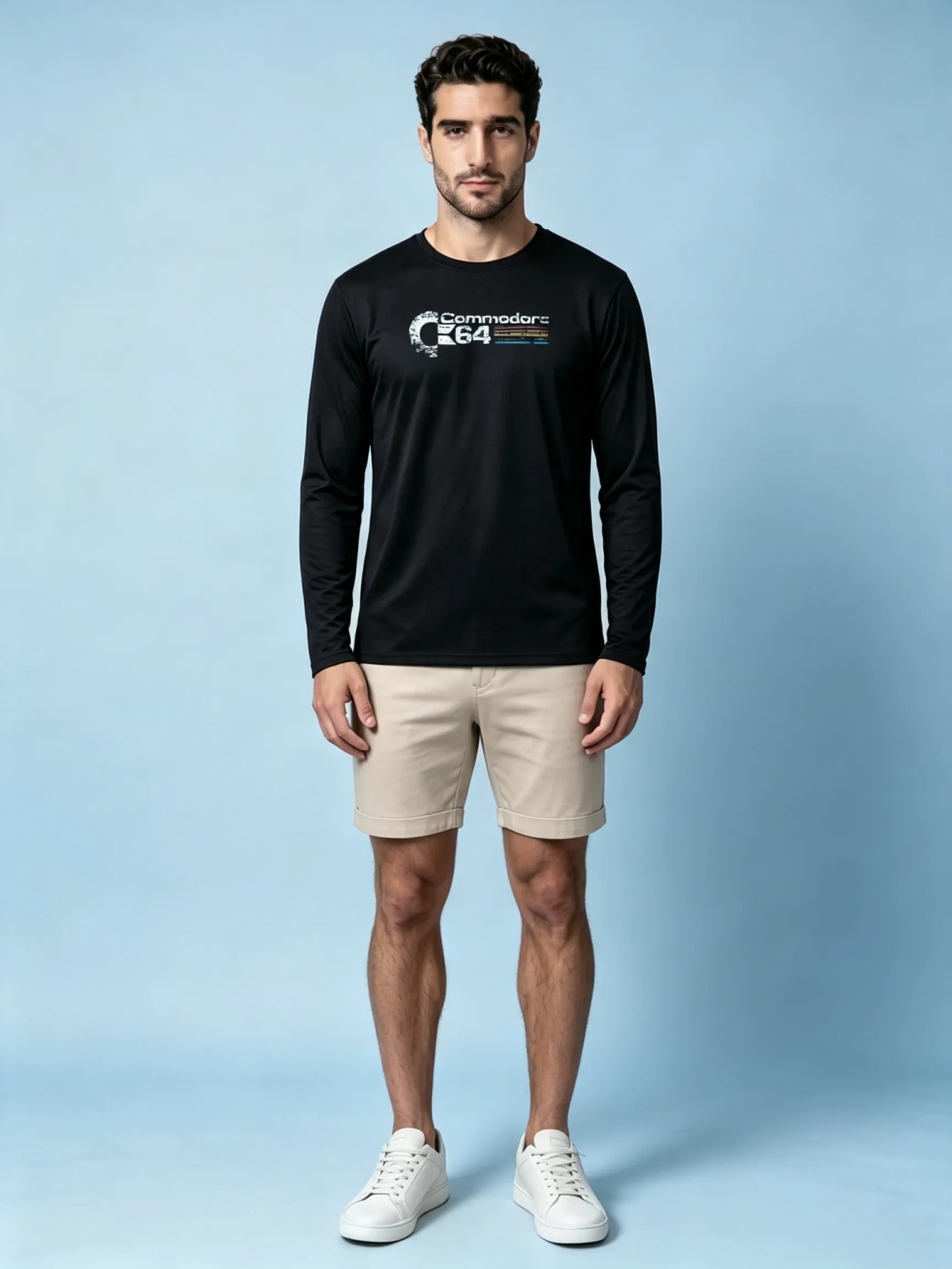 Men Black Graphic Print Long Sleeve T-Shirt