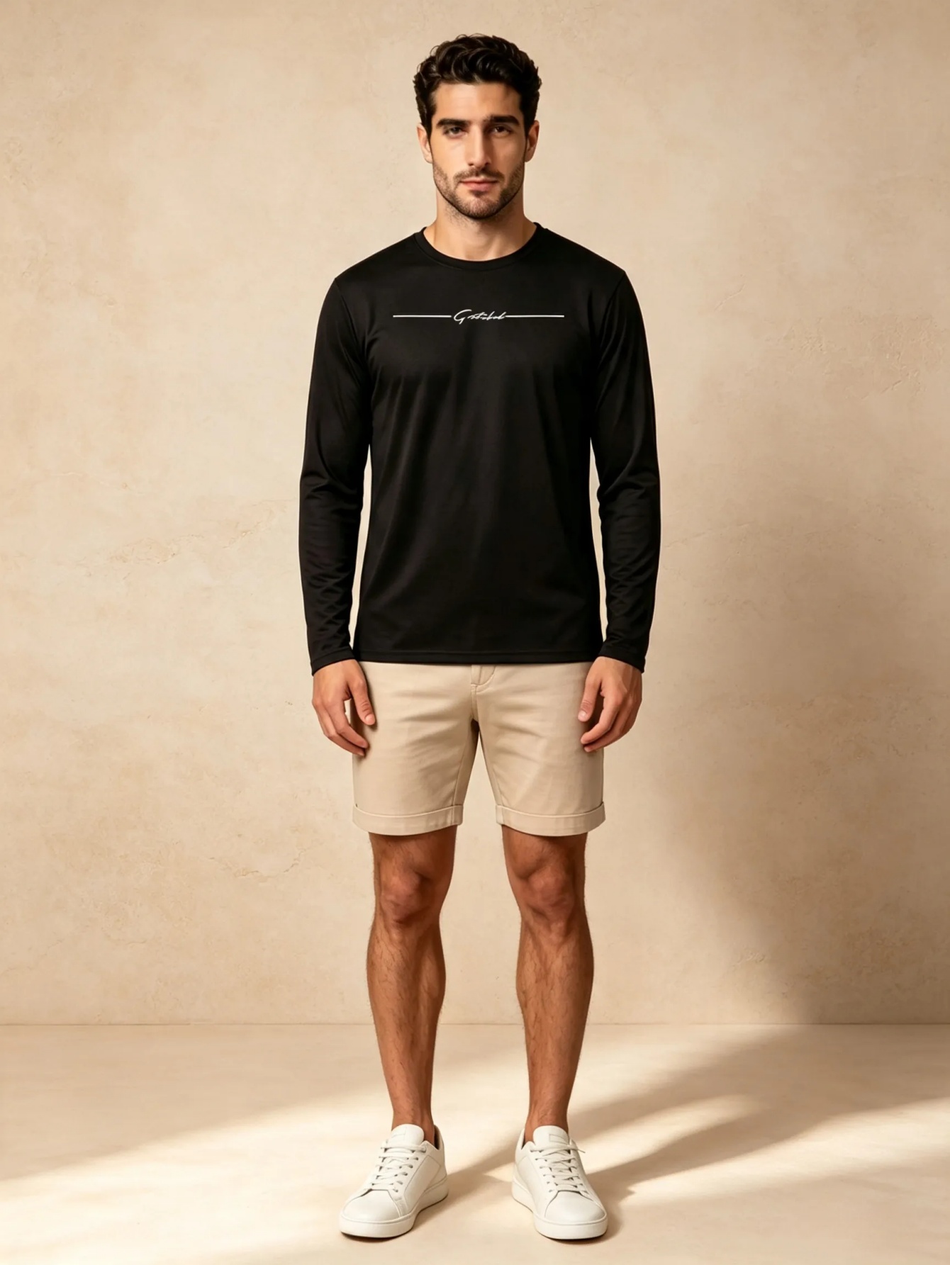 Men Black Graphic Print Long Sleeve T-Shirt