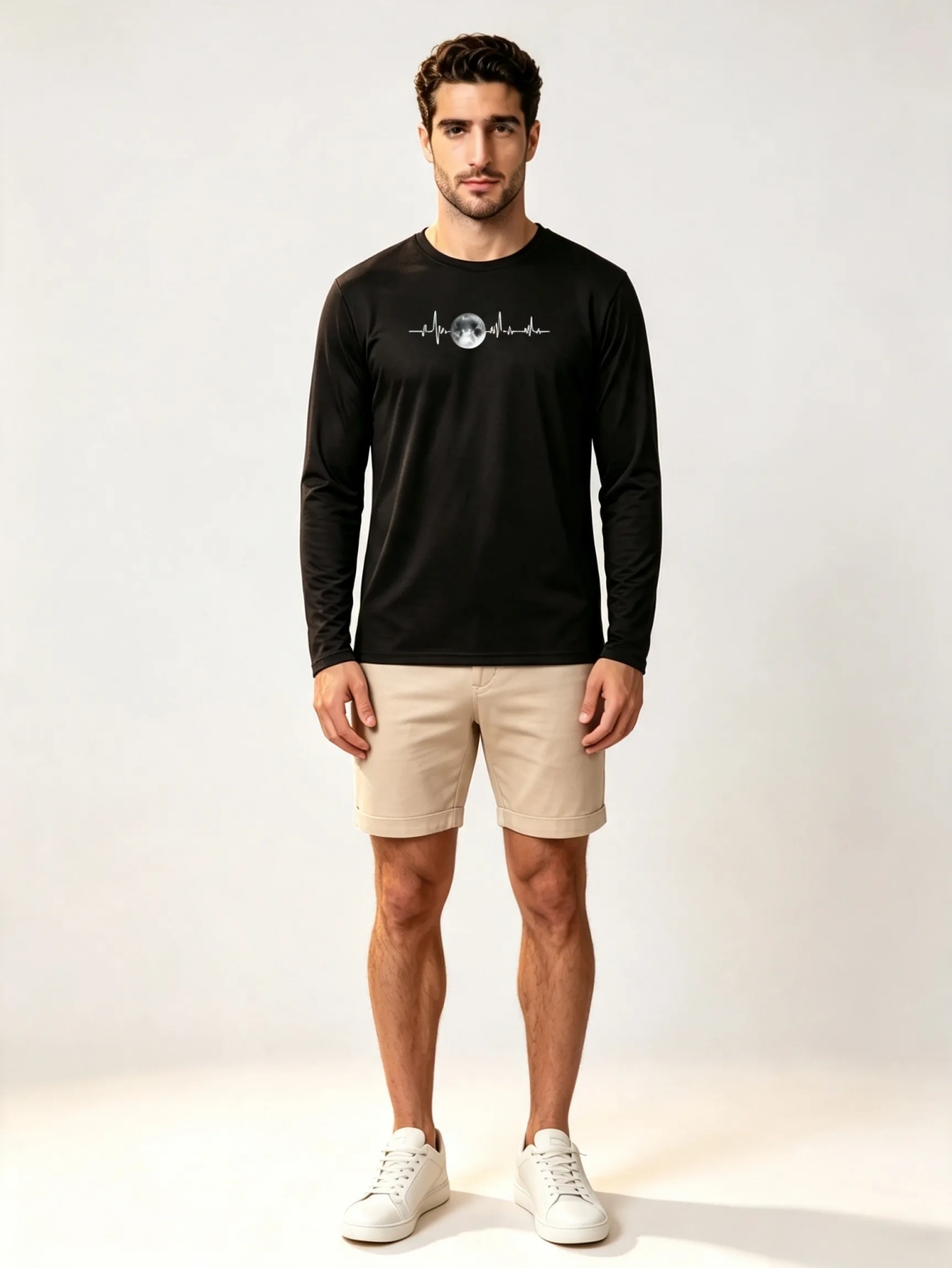 Men Black Graphic Print Long Sleeve T-Shirt