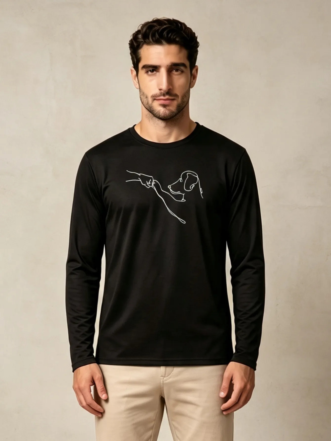 Men Black Graphic Print Long Sleeve T-Shirt
