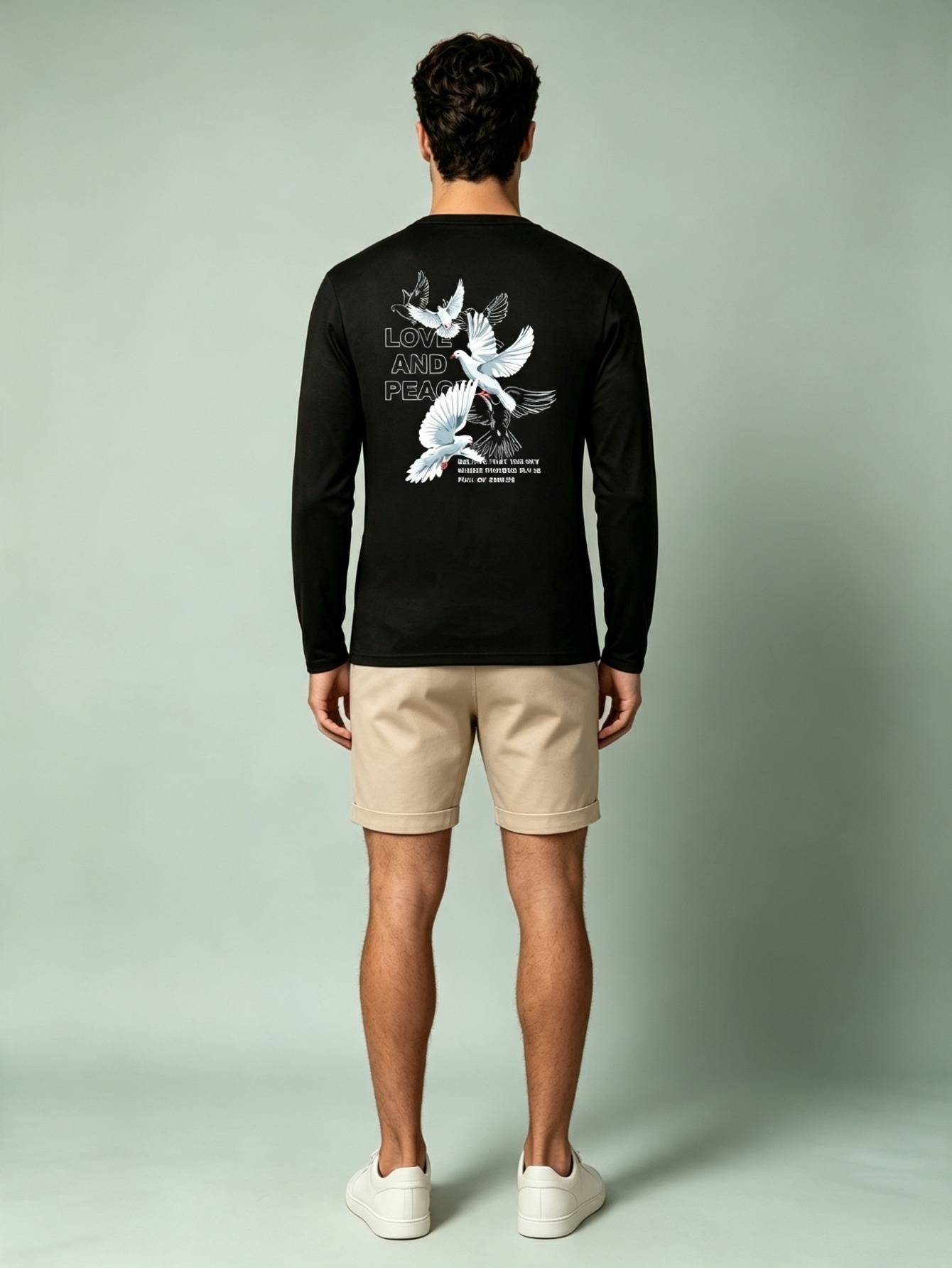 Men Black Graphic Print Long Sleeve T-Shirt
