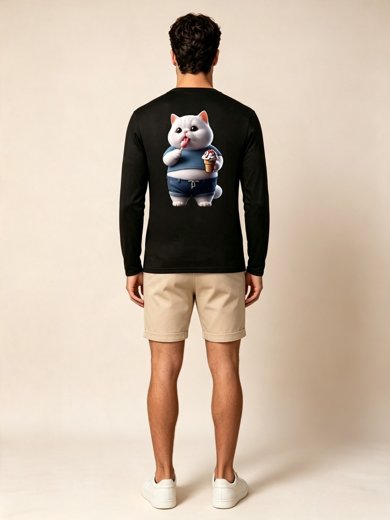 Men Black Graphic Print Long Sleeve T-Shirt