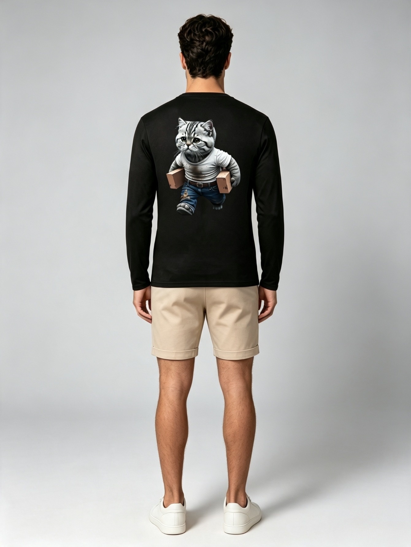Men Black Graphic Print Long Sleeve T-Shirt